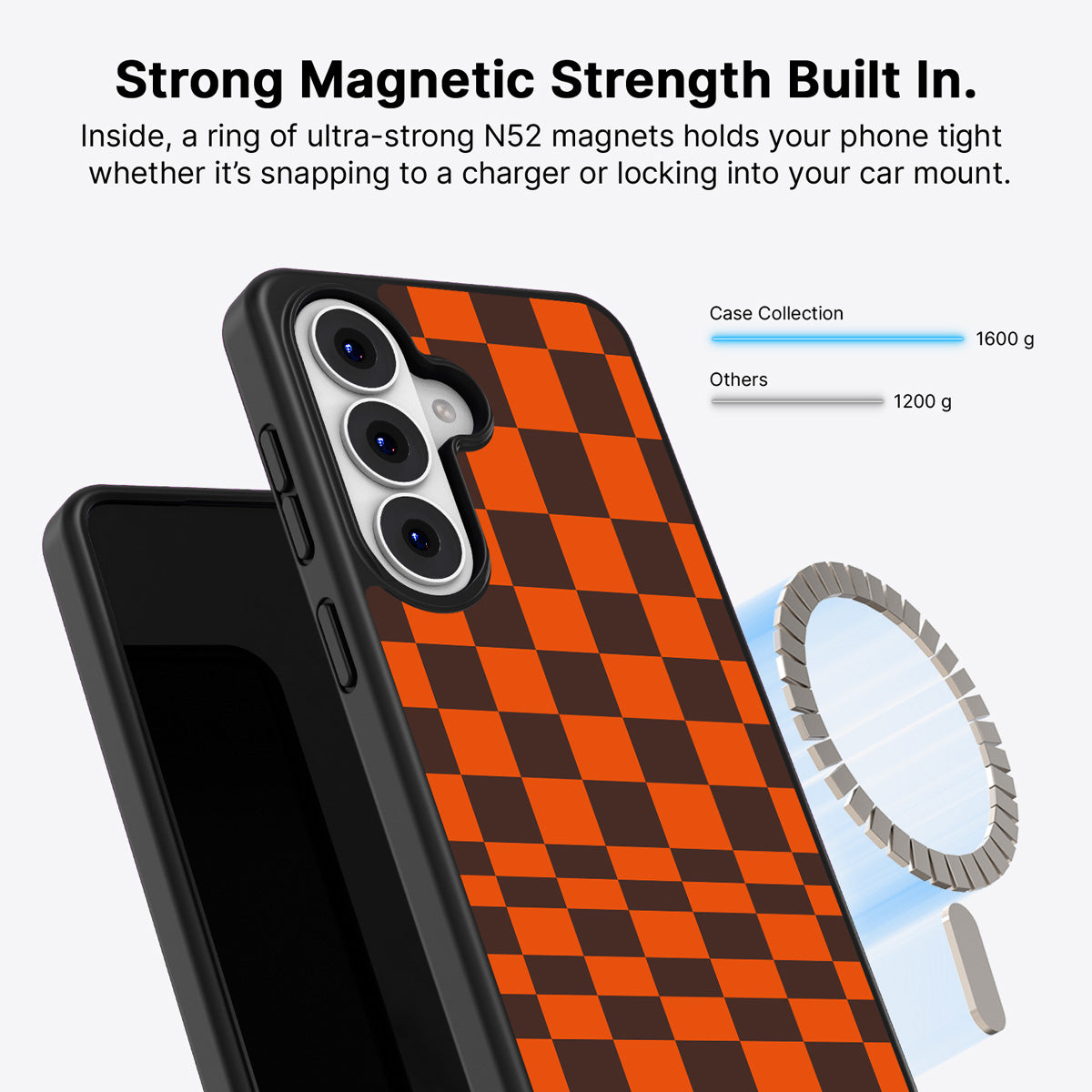 Samsung Galaxy S26 Qi2 magnetic case with N52 magnets – Amber Pop design
