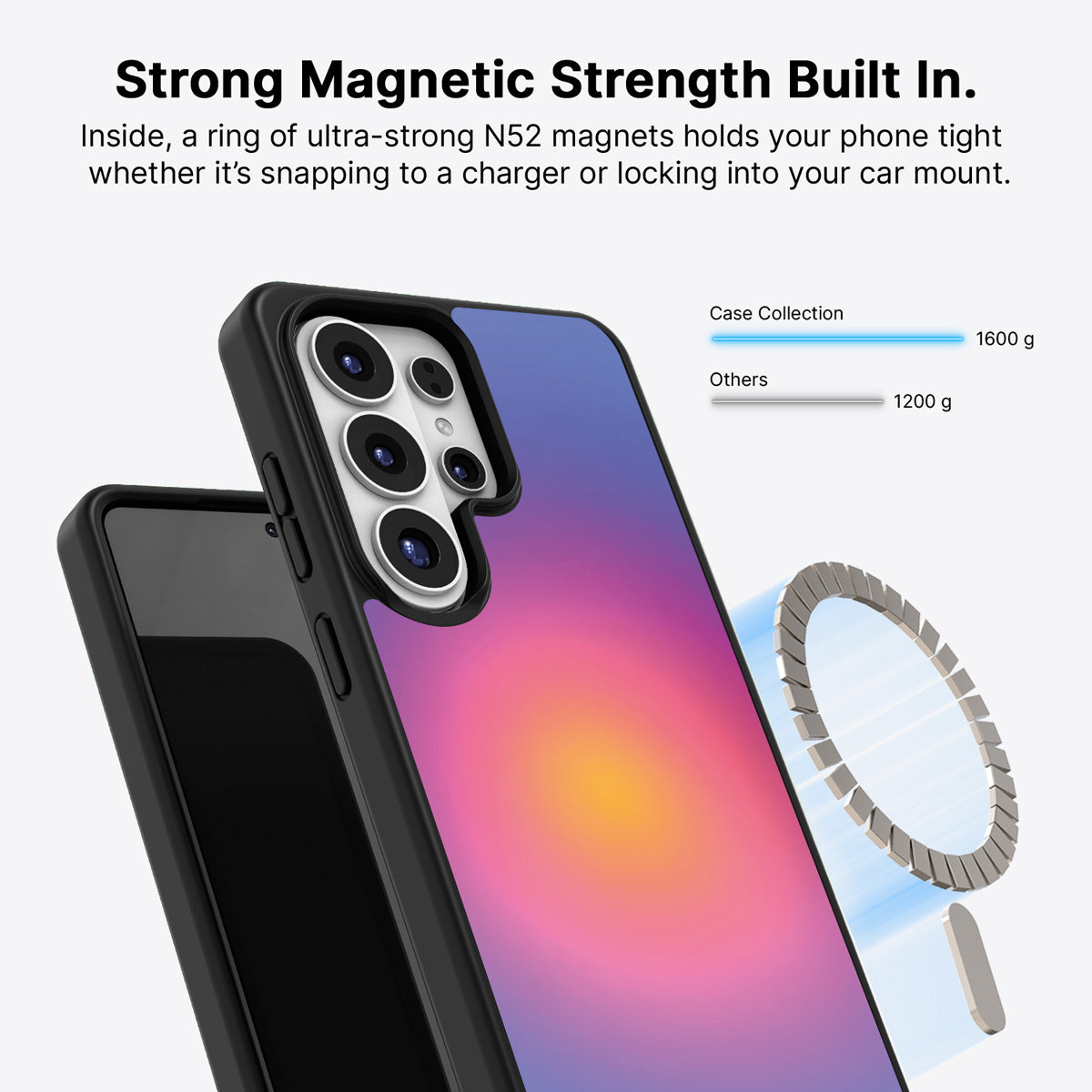 Samsung Galaxy S26 Ultra Qi2 magnetic case with N52 magnets – Aura Glow design