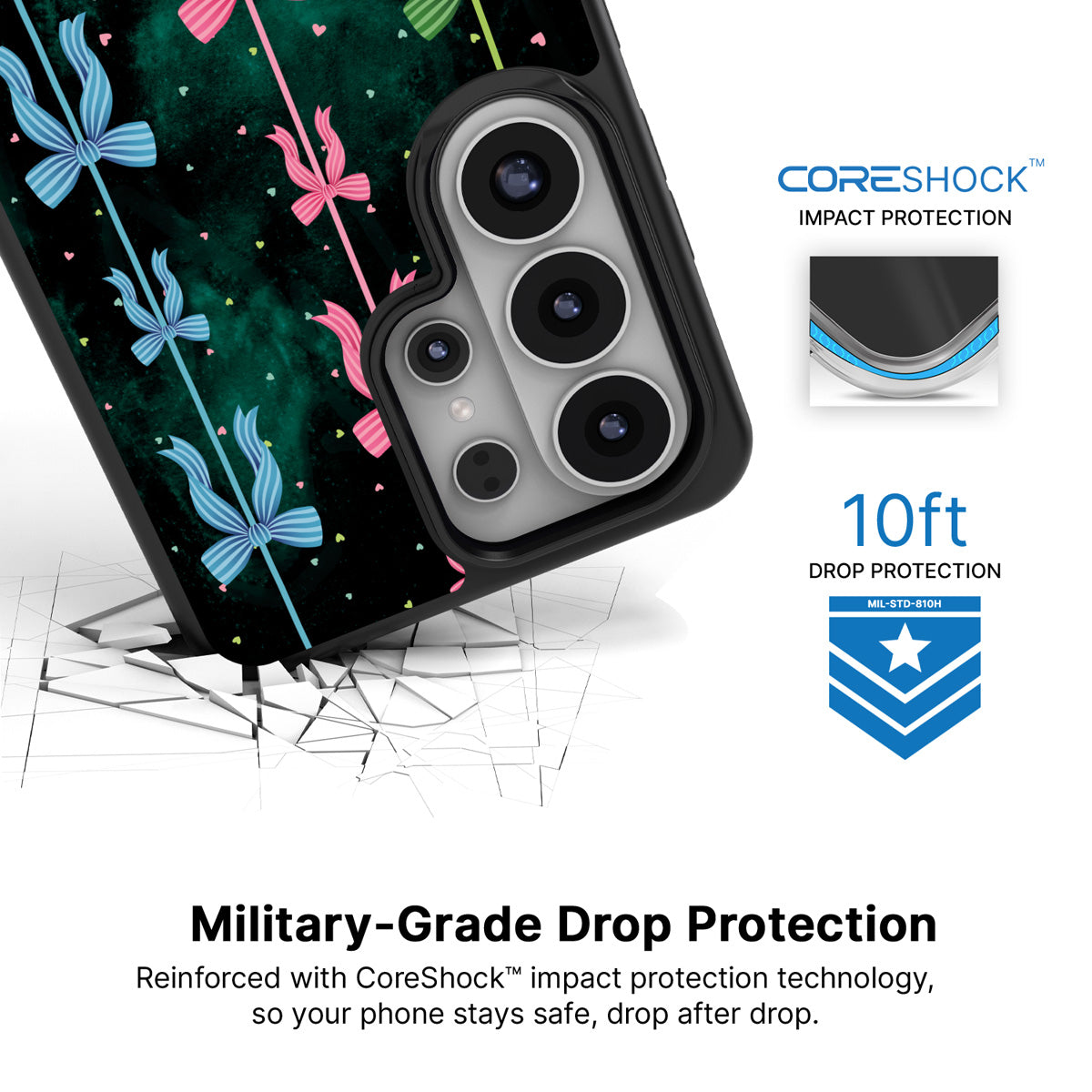 Aurora Bow Samsung Galaxy S26 Ultra case with 10ft military-grade drop protection