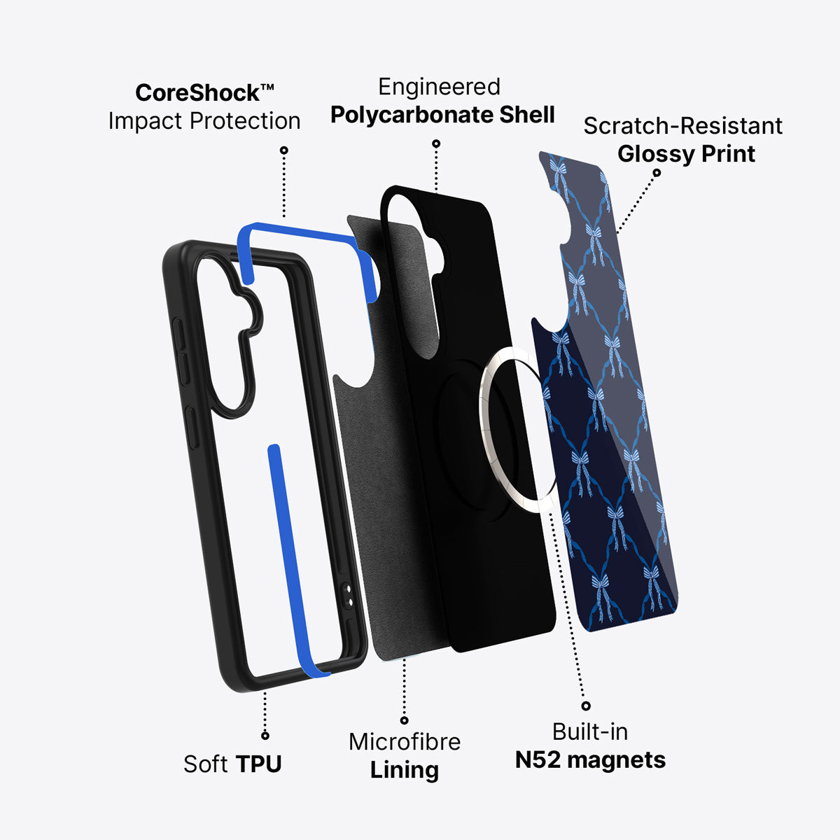 Samsung Galaxy S26 Plus case construction and features – Azure Elegance phone case