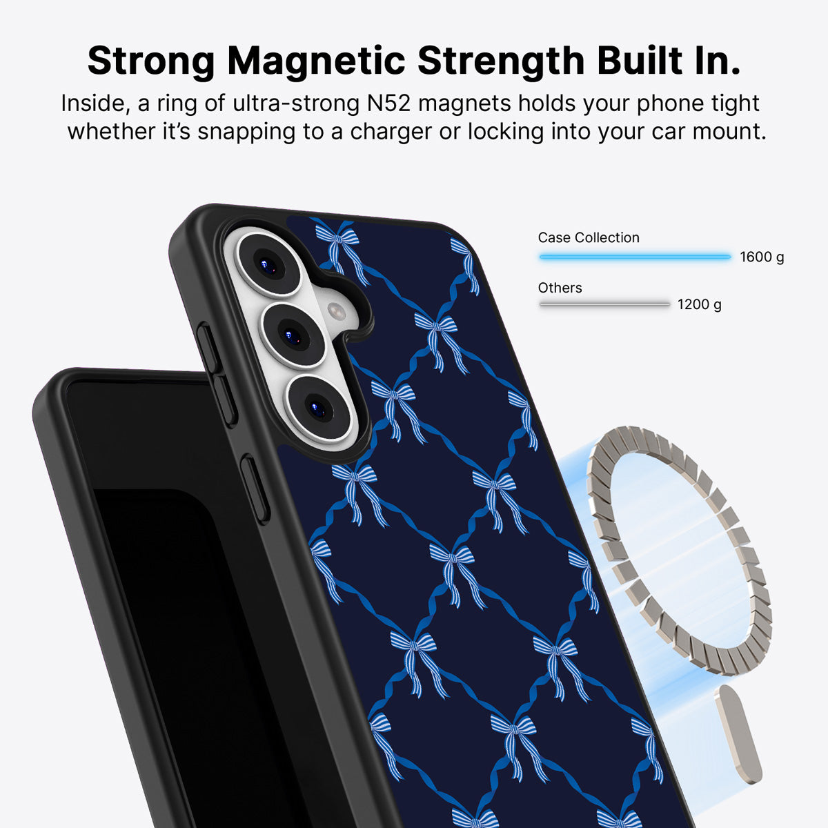 Samsung Galaxy S26 Plus Qi2 magnetic case with N52 magnets – Azure Elegance design