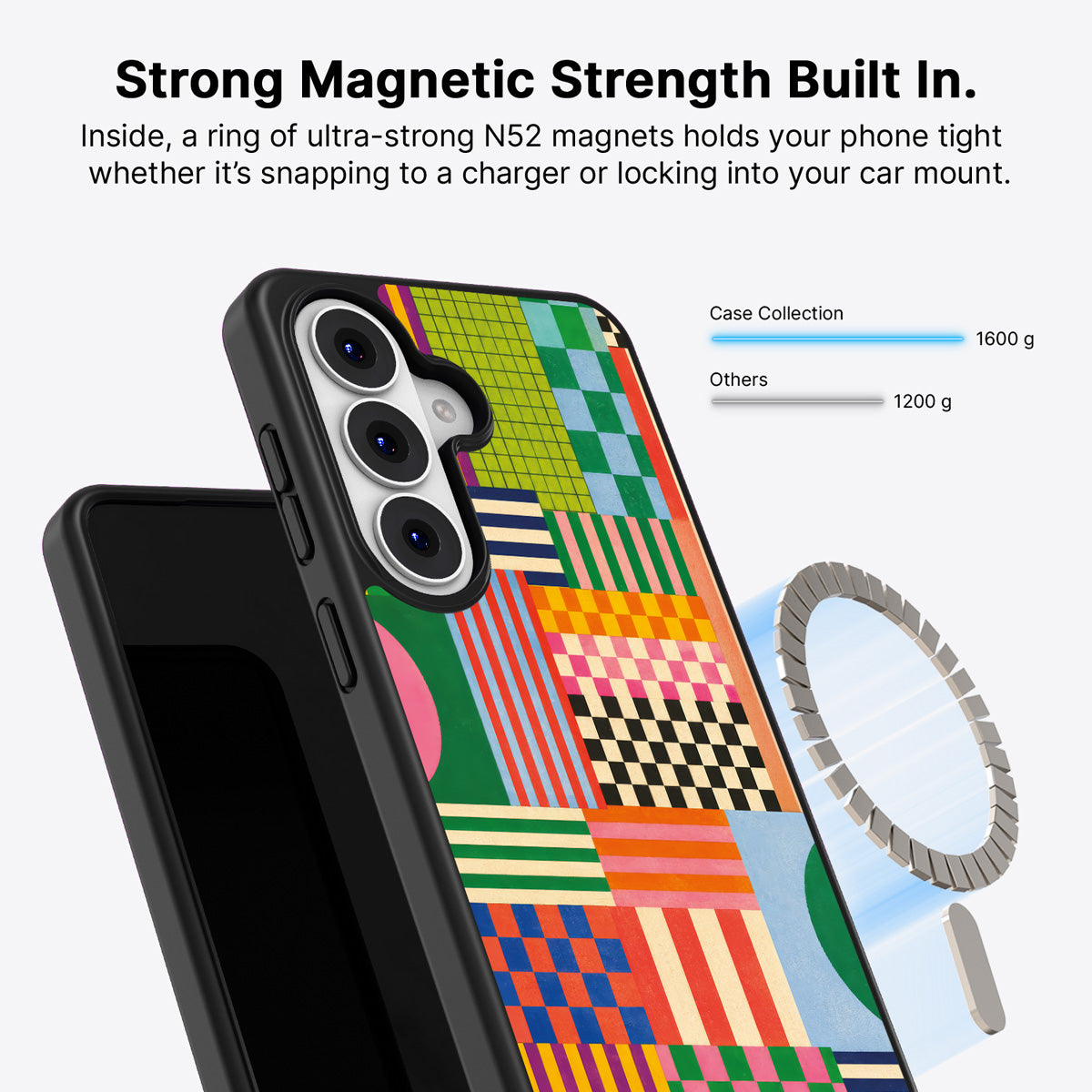 Samsung Galaxy S26 Plus Qi2 magnetic case with N52 magnets – Carnival Quilt design