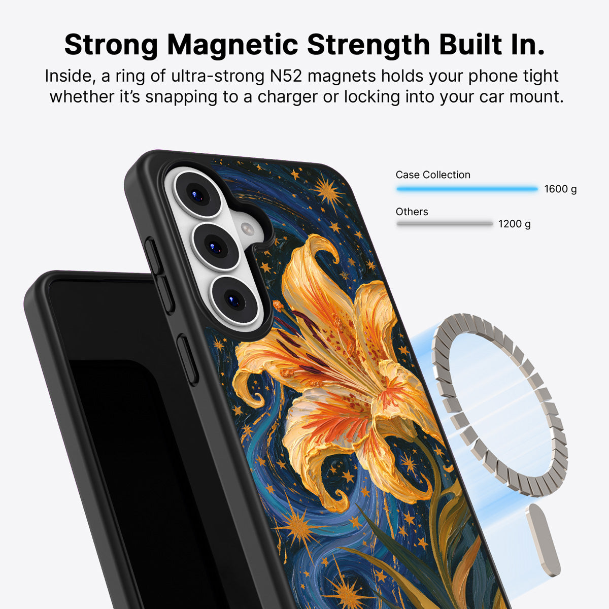 Samsung Galaxy S26 Plus Qi2 magnetic case with N52 magnets – Celestial Bloom design