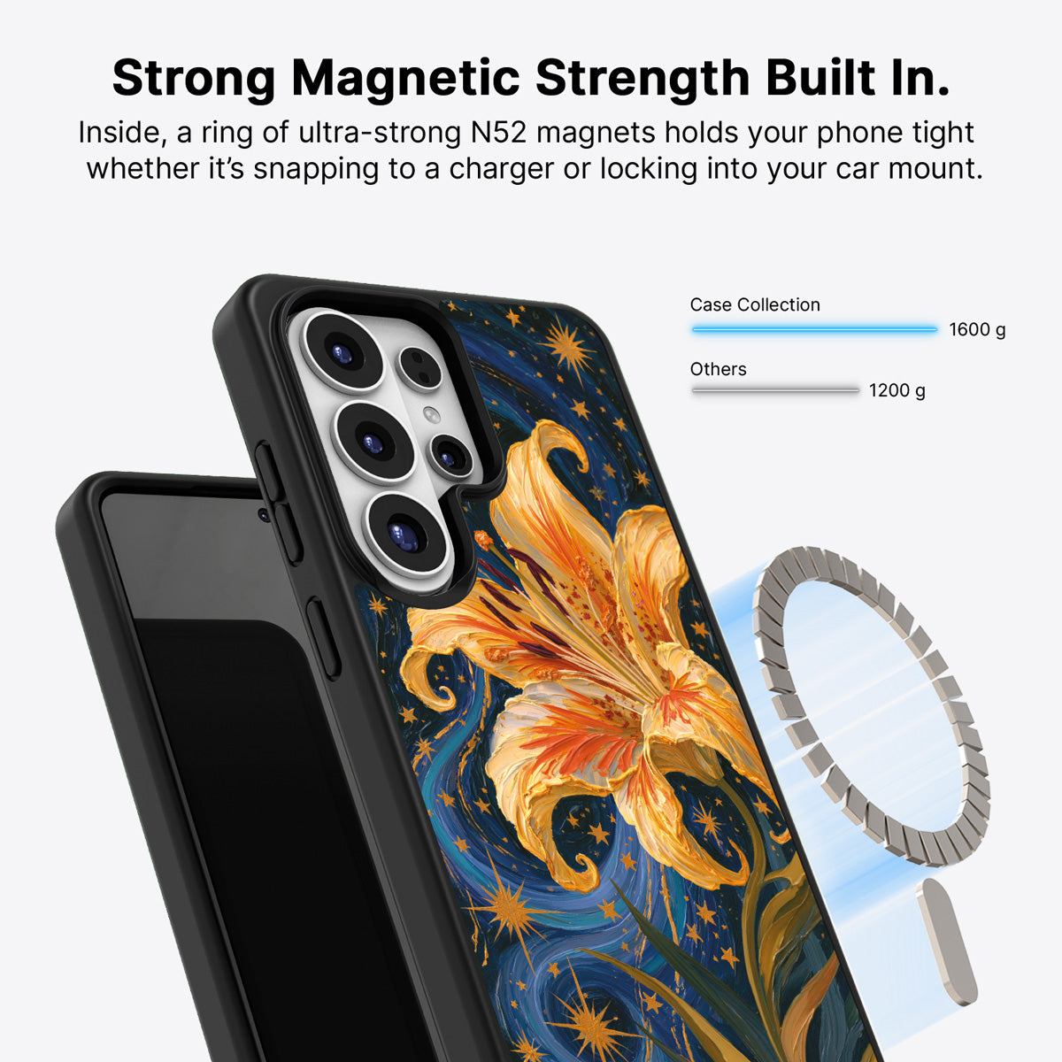 Samsung Galaxy S26 Ultra Qi2 magnetic case with N52 magnets – Celestial Bloom design