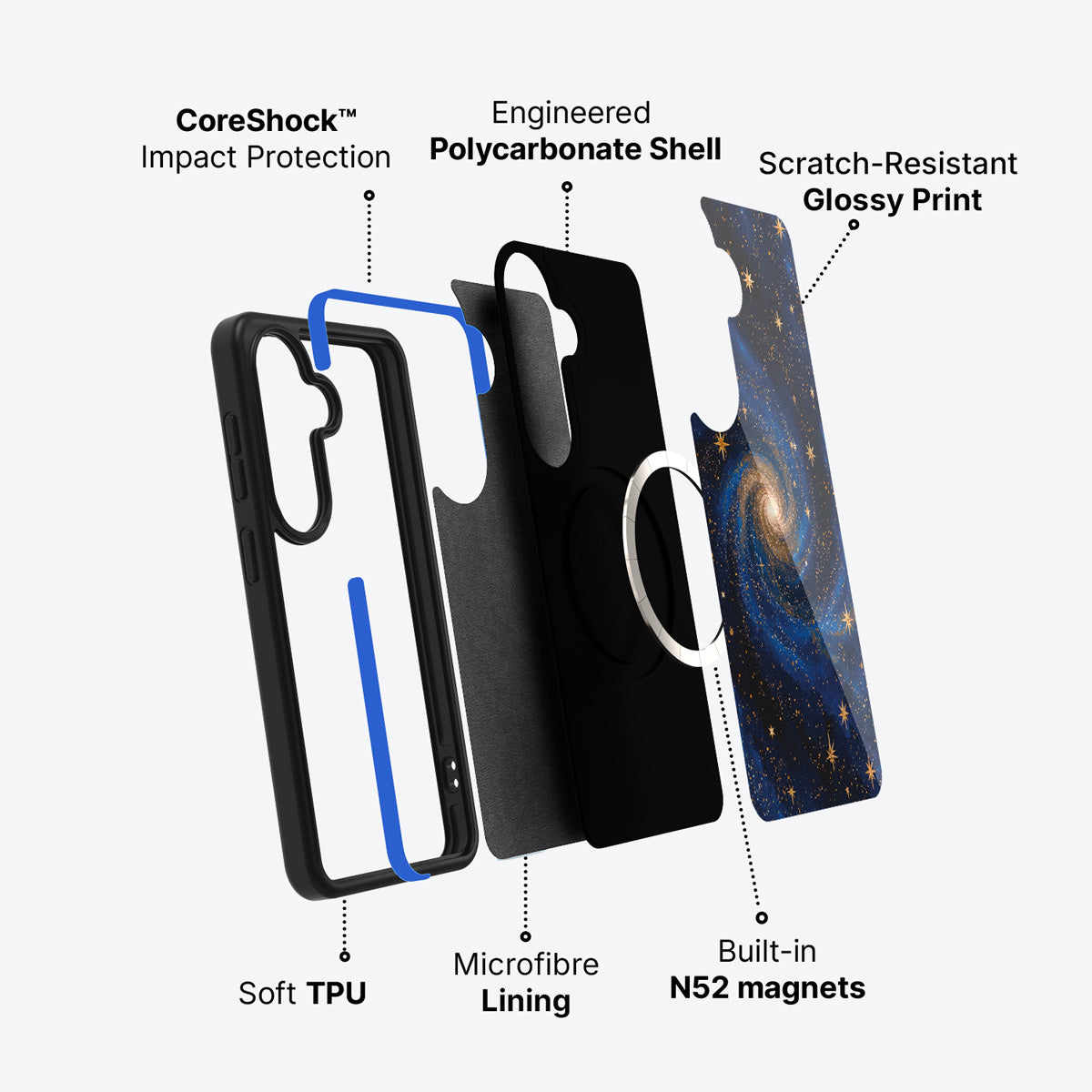 Samsung Galaxy S26 Plus case construction and features – Cosmic Tide phone case