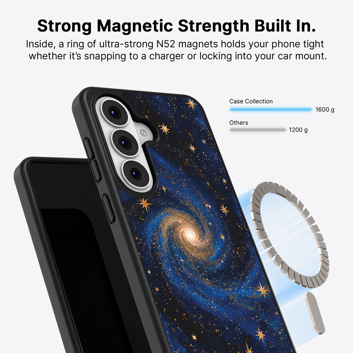 Samsung Galaxy S26 Plus Qi2 magnetic case with N52 magnets – Cosmic Tide design