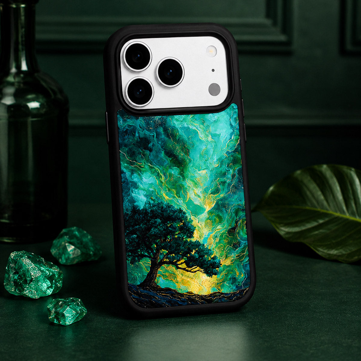 Dark Green Designer iPhone 18 Pro Case – Emerald Storm | MagSafe — view 3