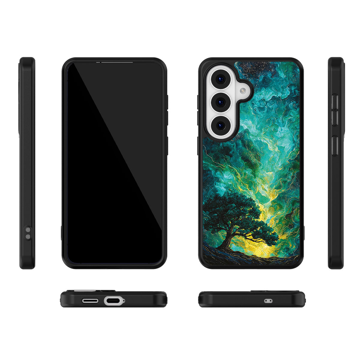 Emerald Storm Samsung Galaxy S26 case – multi-angle view