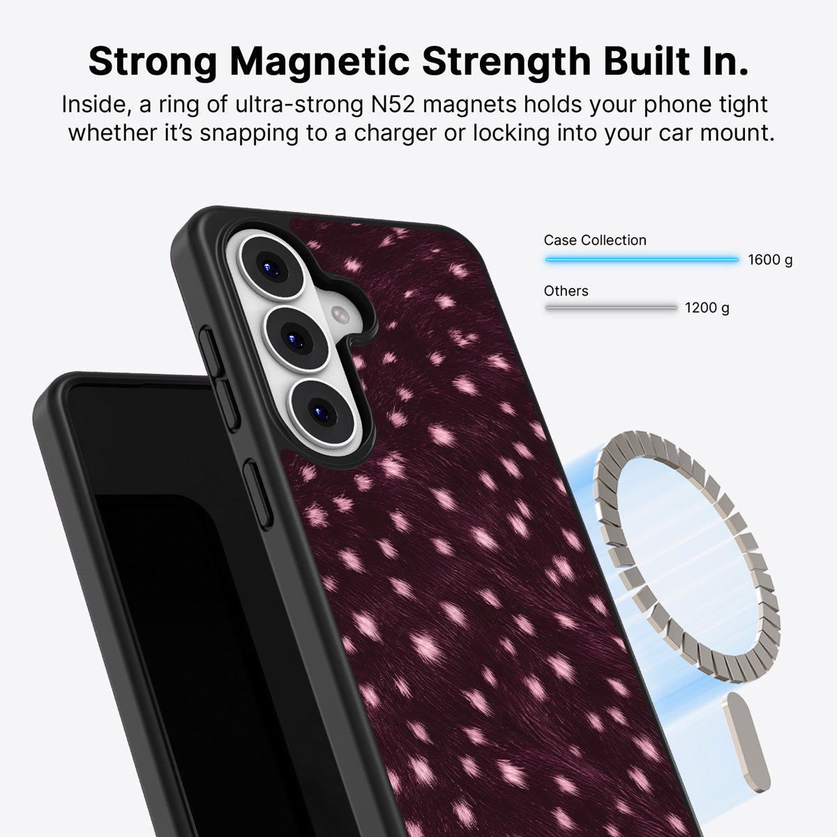 Samsung Galaxy S26 Qi2 magnetic case with N52 magnets – Fawn Spots design