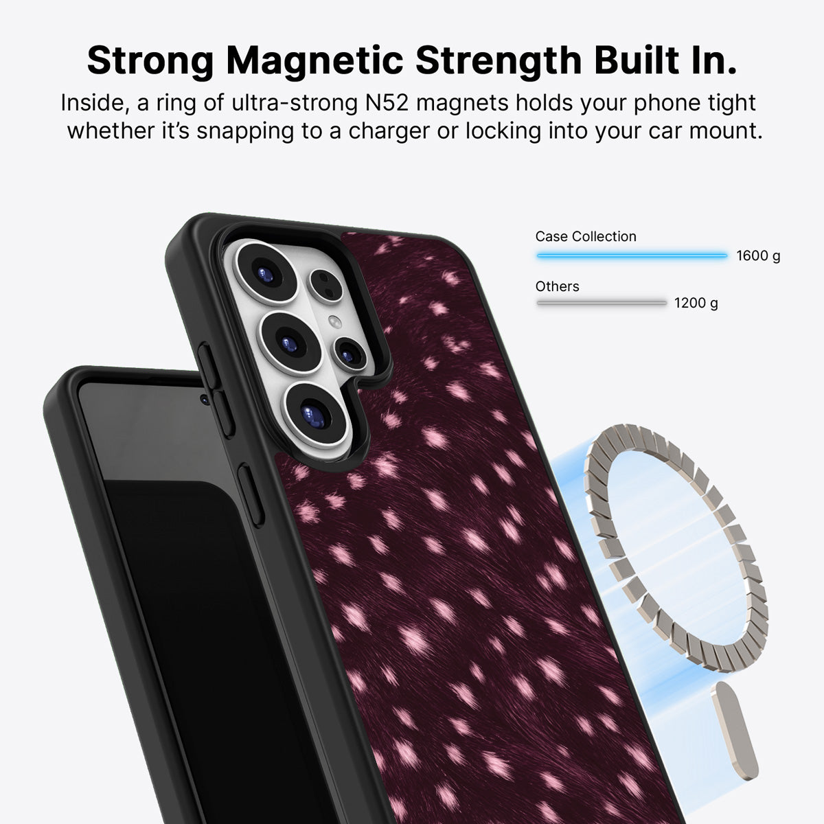 Samsung Galaxy S26 Ultra Qi2 magnetic case with N52 magnets – Fawn Spots design