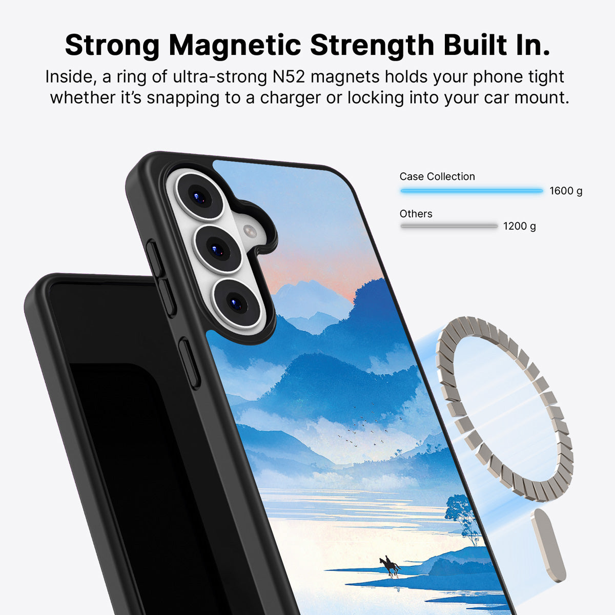 Samsung Galaxy S26 Plus Qi2 magnetic case with N52 magnets – Globe Trotter design