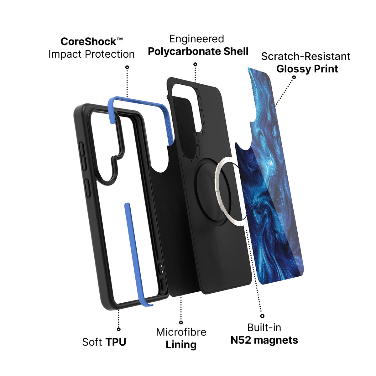 Samsung Galaxy S26 Ultra case construction and features – Indigo Impasto phone case