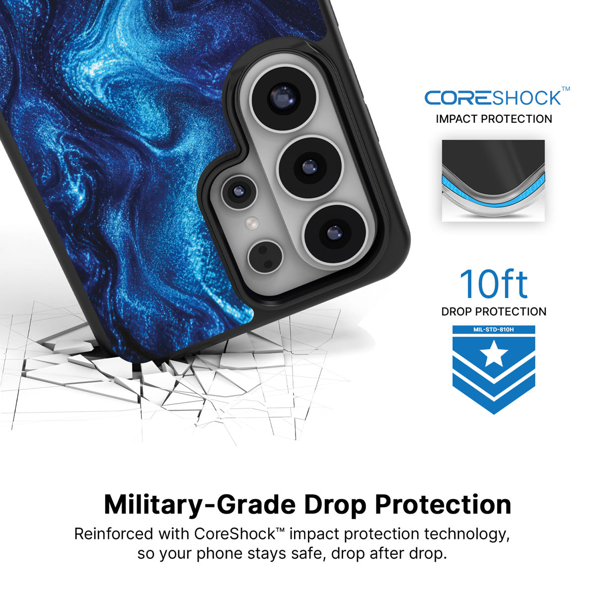 Indigo Impasto Samsung Galaxy S26 Ultra case with 10ft military-grade drop protection