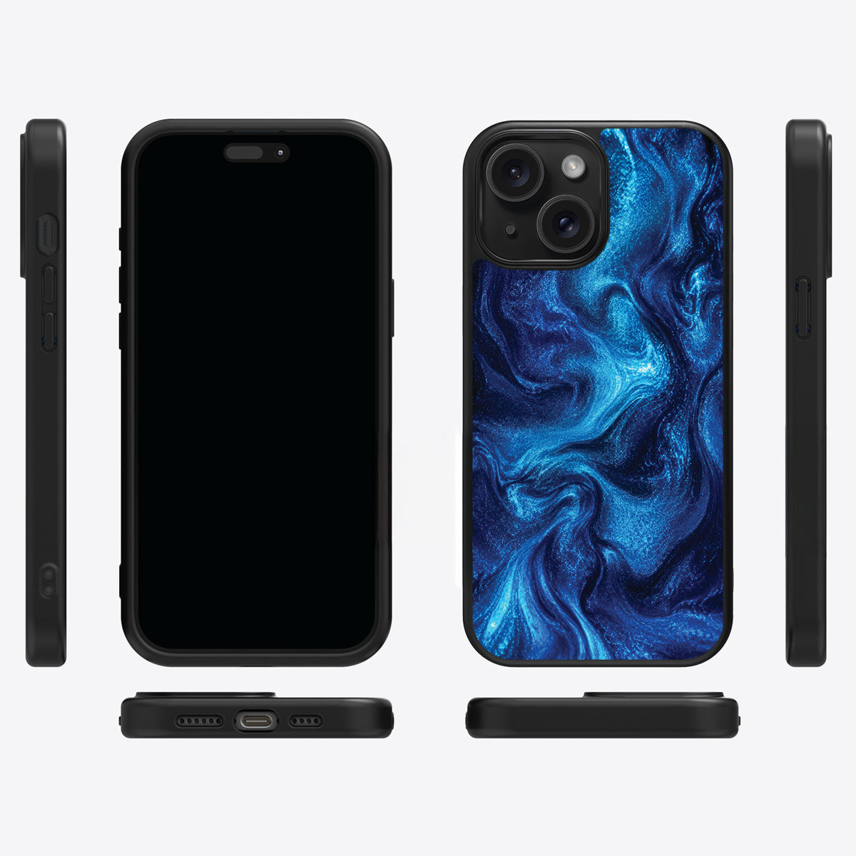 Blue Marble Designer iPhone 13 Case – Indigo Impasto | MagSafe
