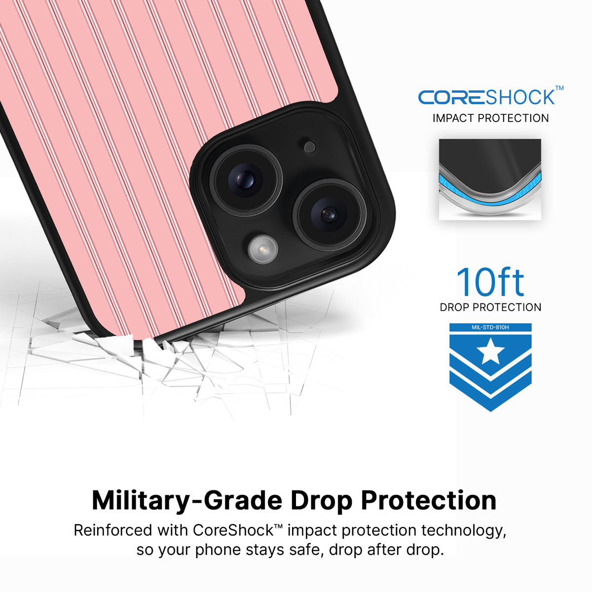 Sorbet Pinstripe iPhone 13 case with drop protection