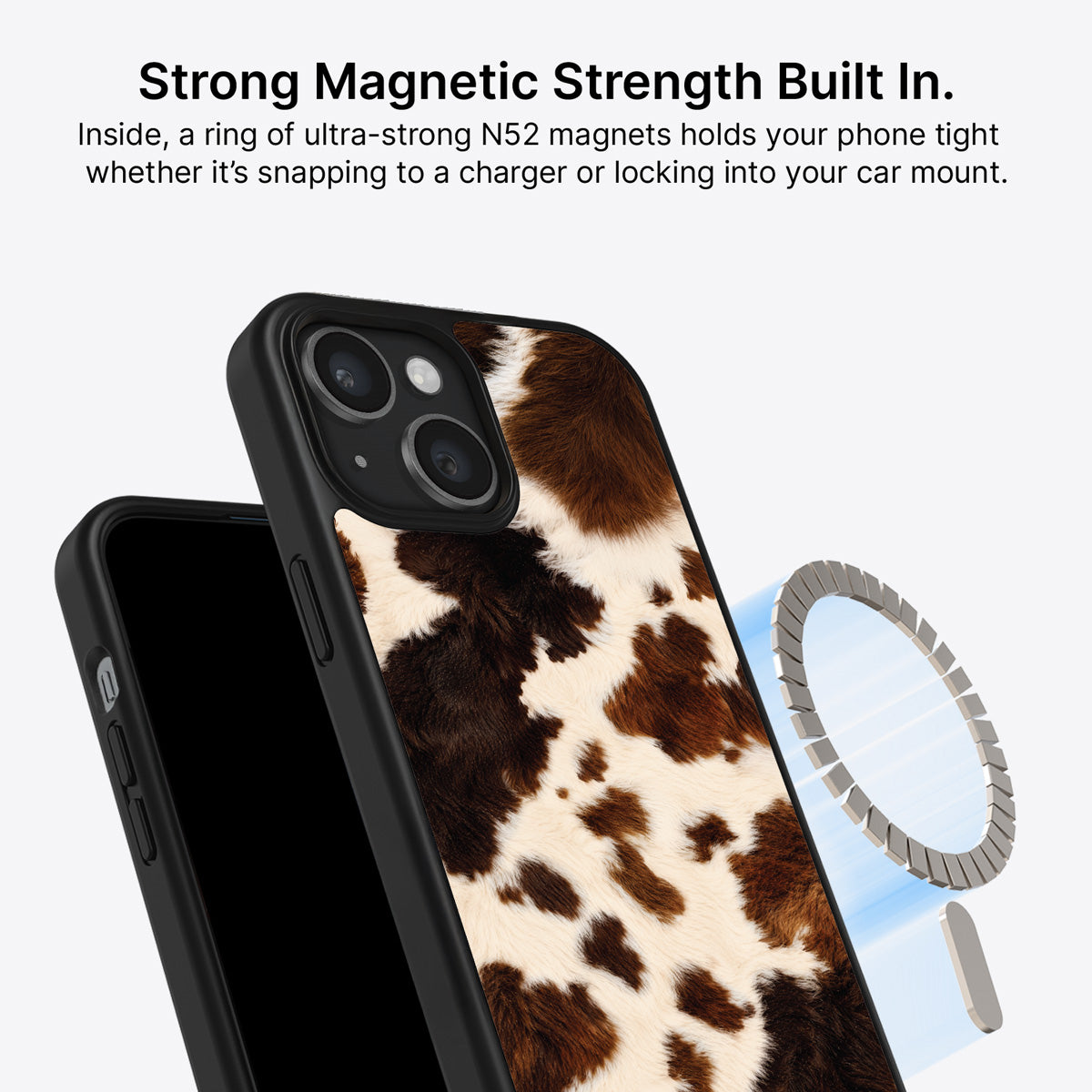 Cowhide Designer iPhone 13 Case – Swiss Cow | MagSafe