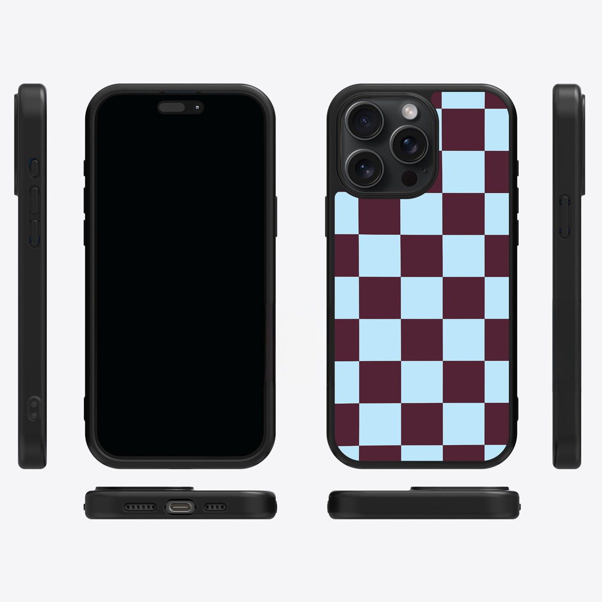 Cabernet Tile iPhone 13 Pro case cover – multi-angle view