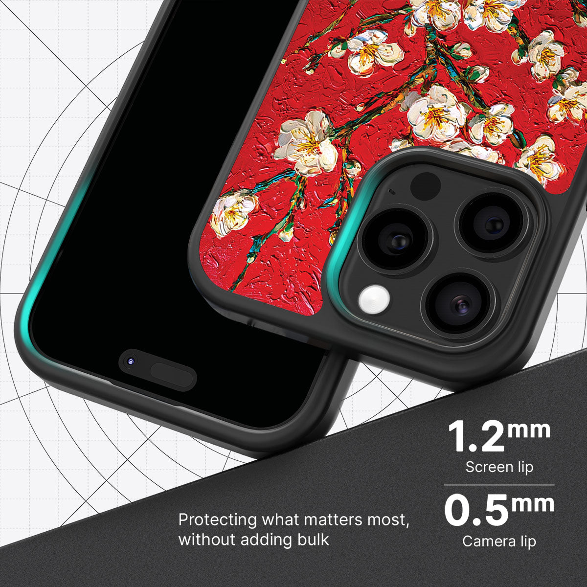 Crimson Blossom slim iPhone 13 Pro phone case