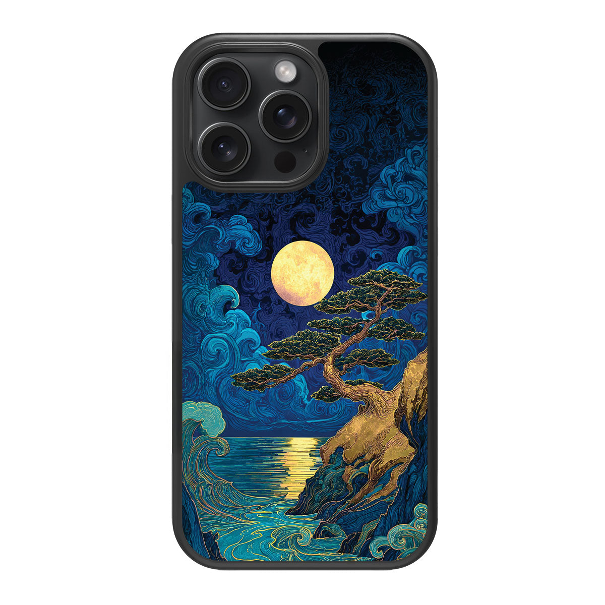 Moonlit Tide design back view – iPhone 13 Pro case