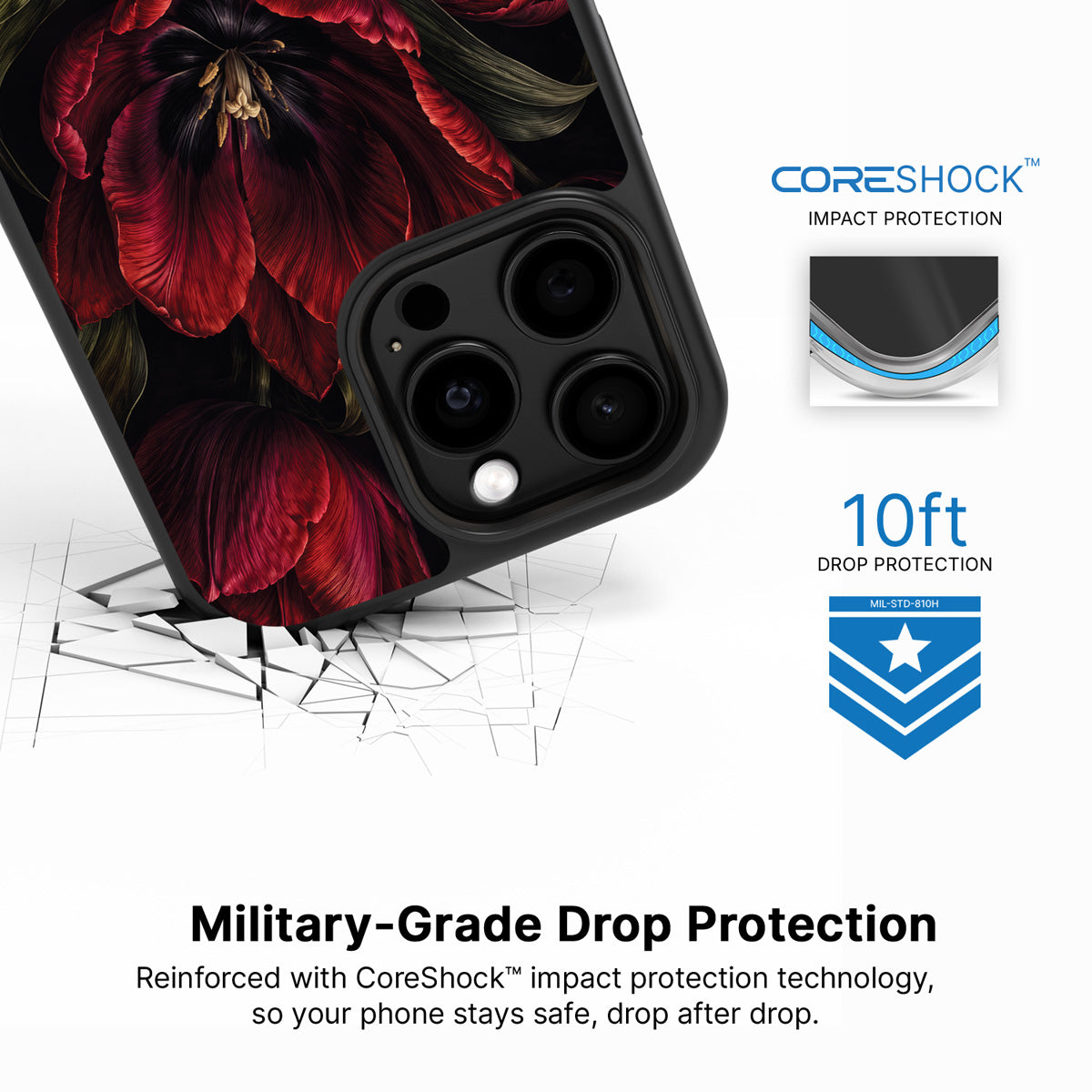 Scarlet Hour iPhone 13 Pro case with drop protection