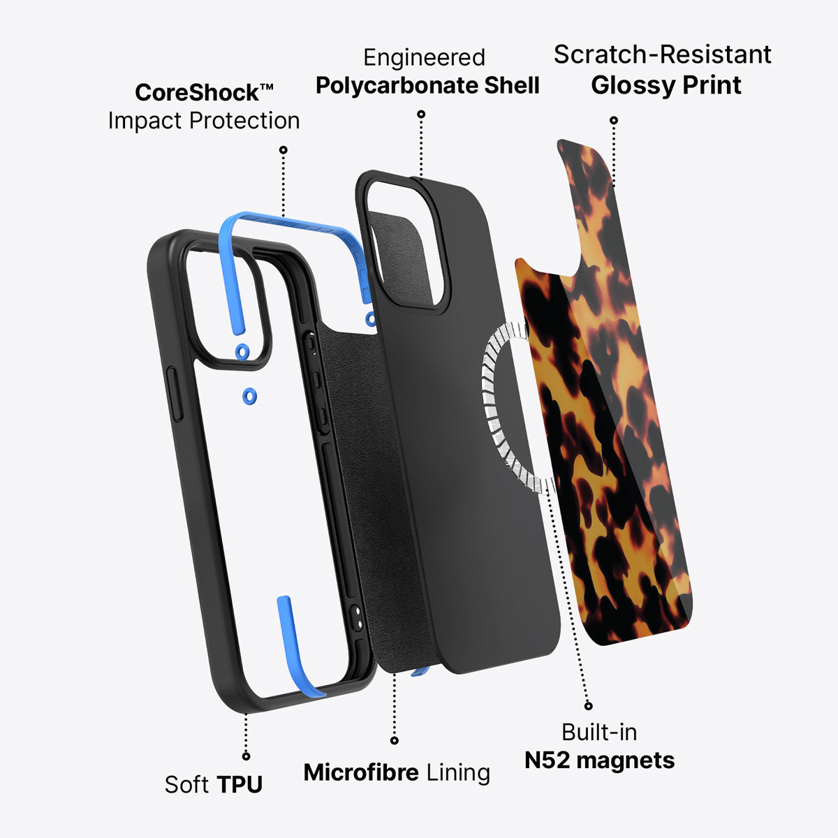 Animal Print Designer iPhone 13 Pro Case – Tortoise Shell | MagSafe