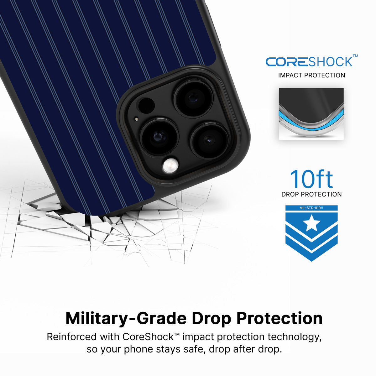 Ink Pinstripe iPhone 13 Pro Max case with drop protection