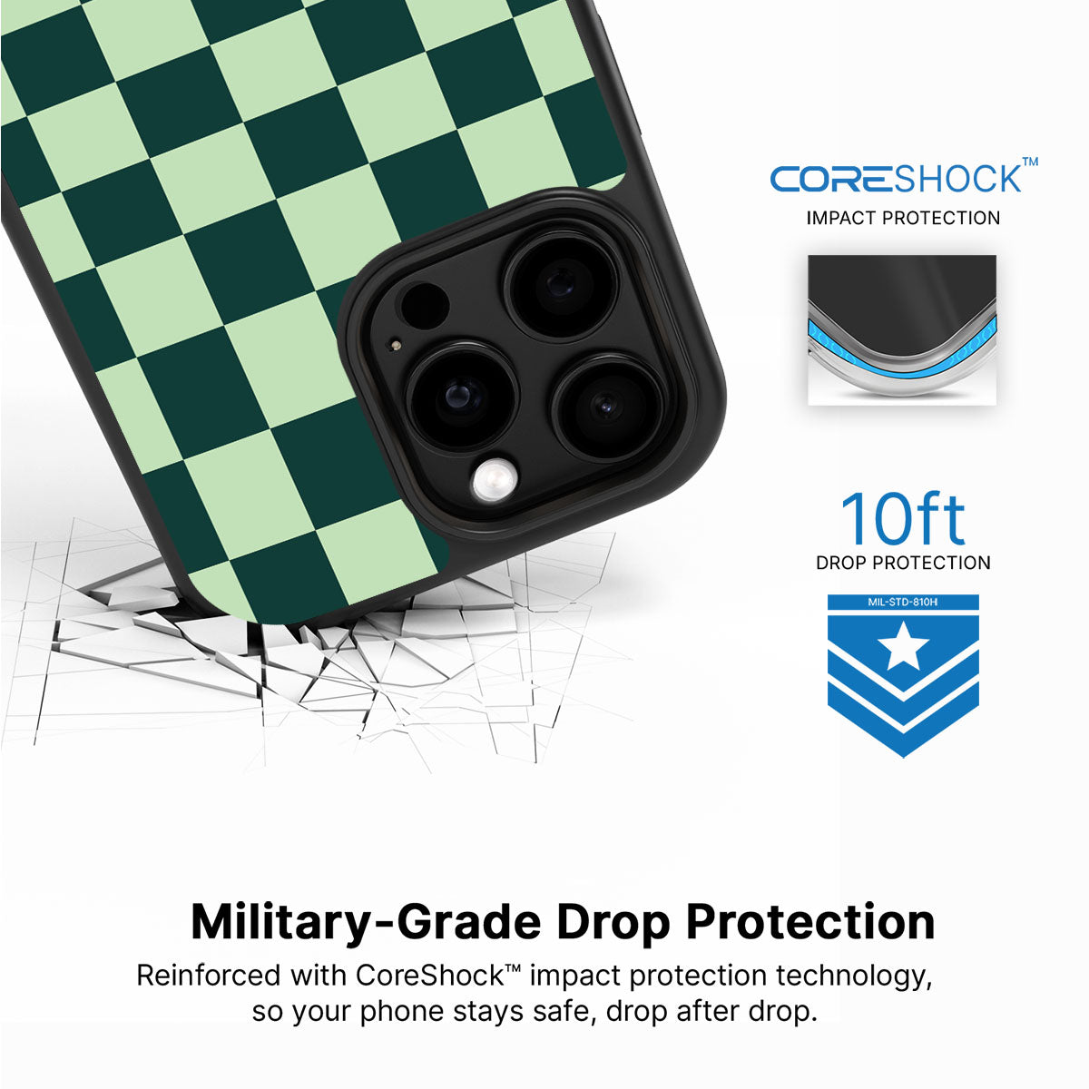 Mint Matrix iPhone 13 Pro Max case with drop protection