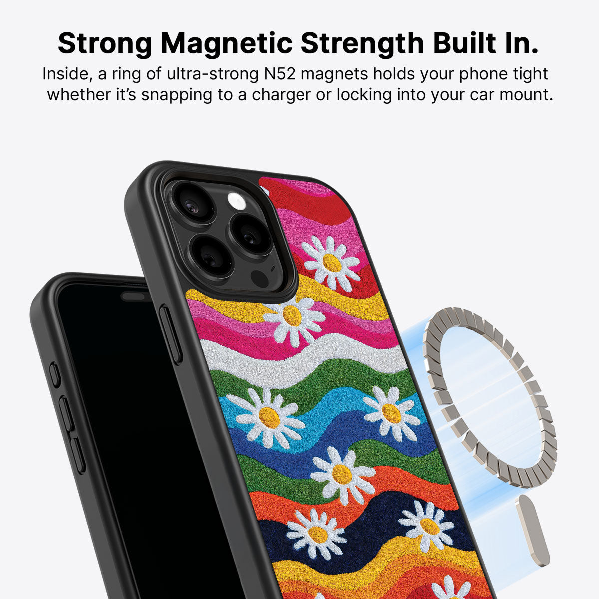 Floral Designer iPhone 13 Pro Max Case – Rainbow Daisy | MagSafe