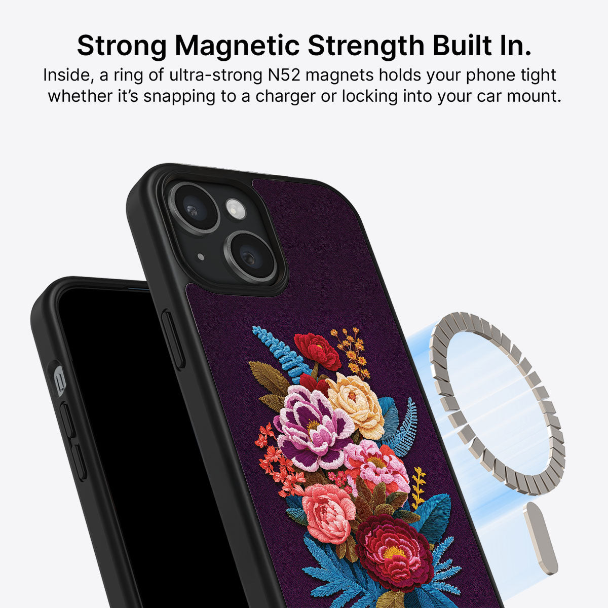 Floral Designer iPhone 14 Case – Baroque Bloom | MagSafe
