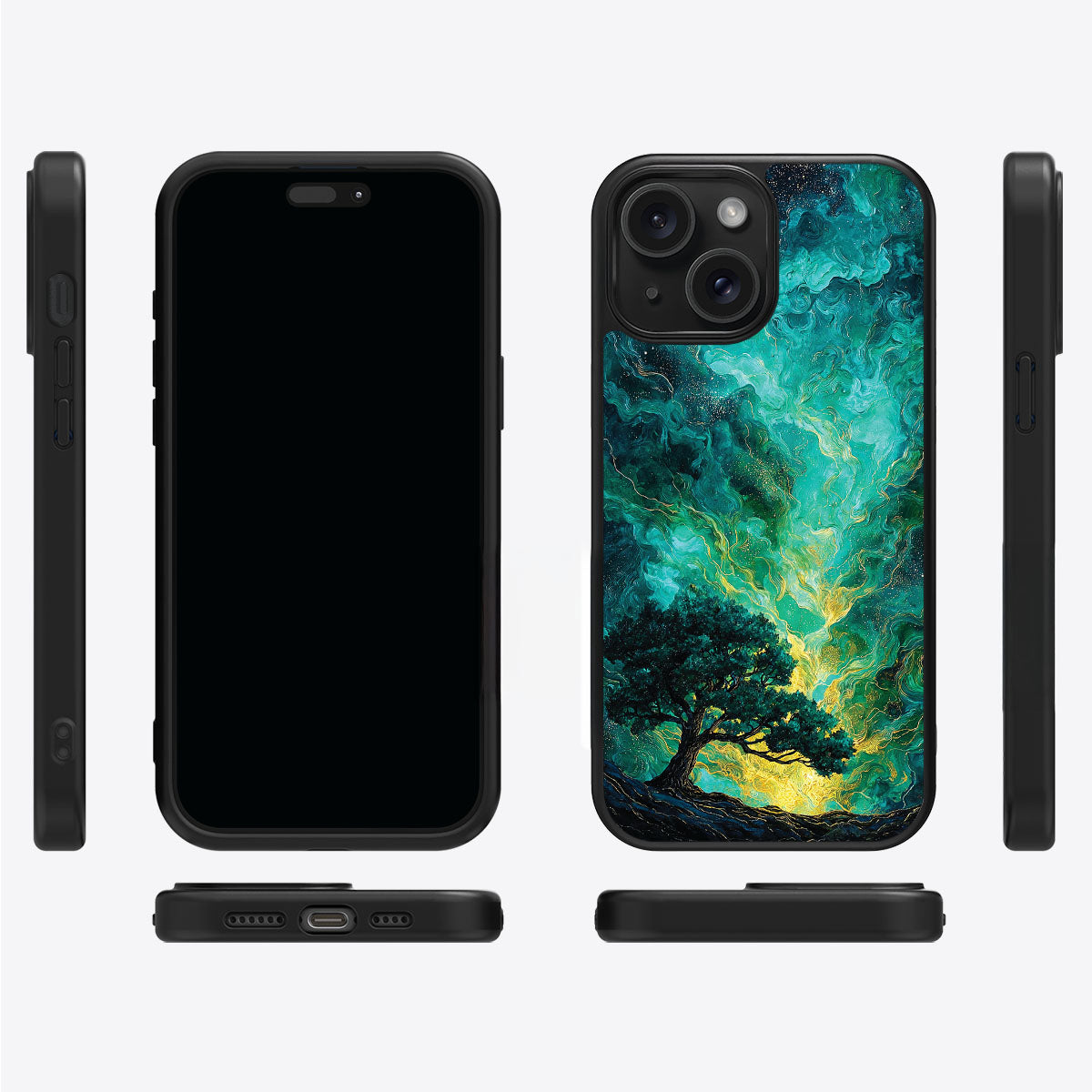 Emerald Storm iPhone 14 case cover – multi-angle view