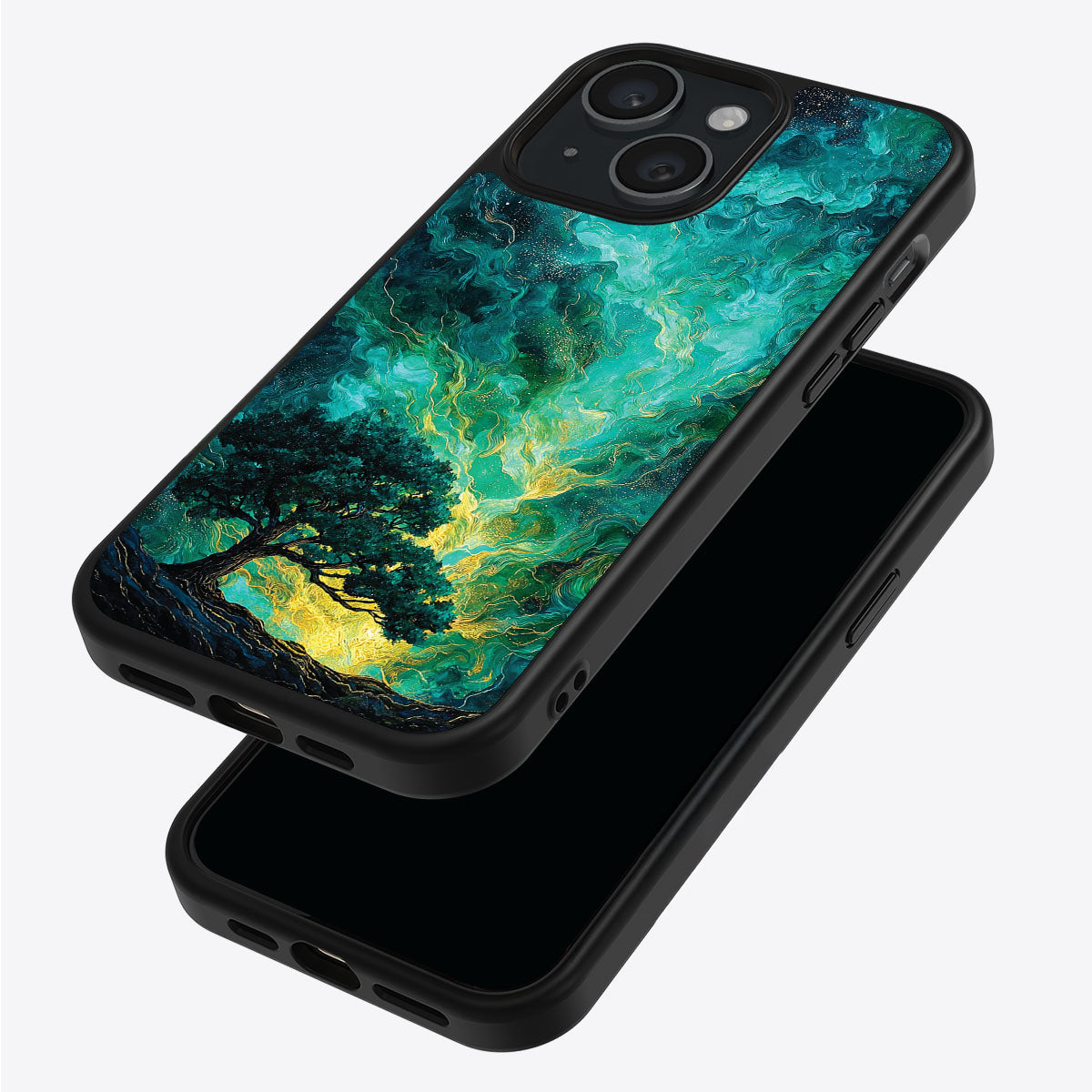 Emerald Storm iPhone 14 case – back and side view