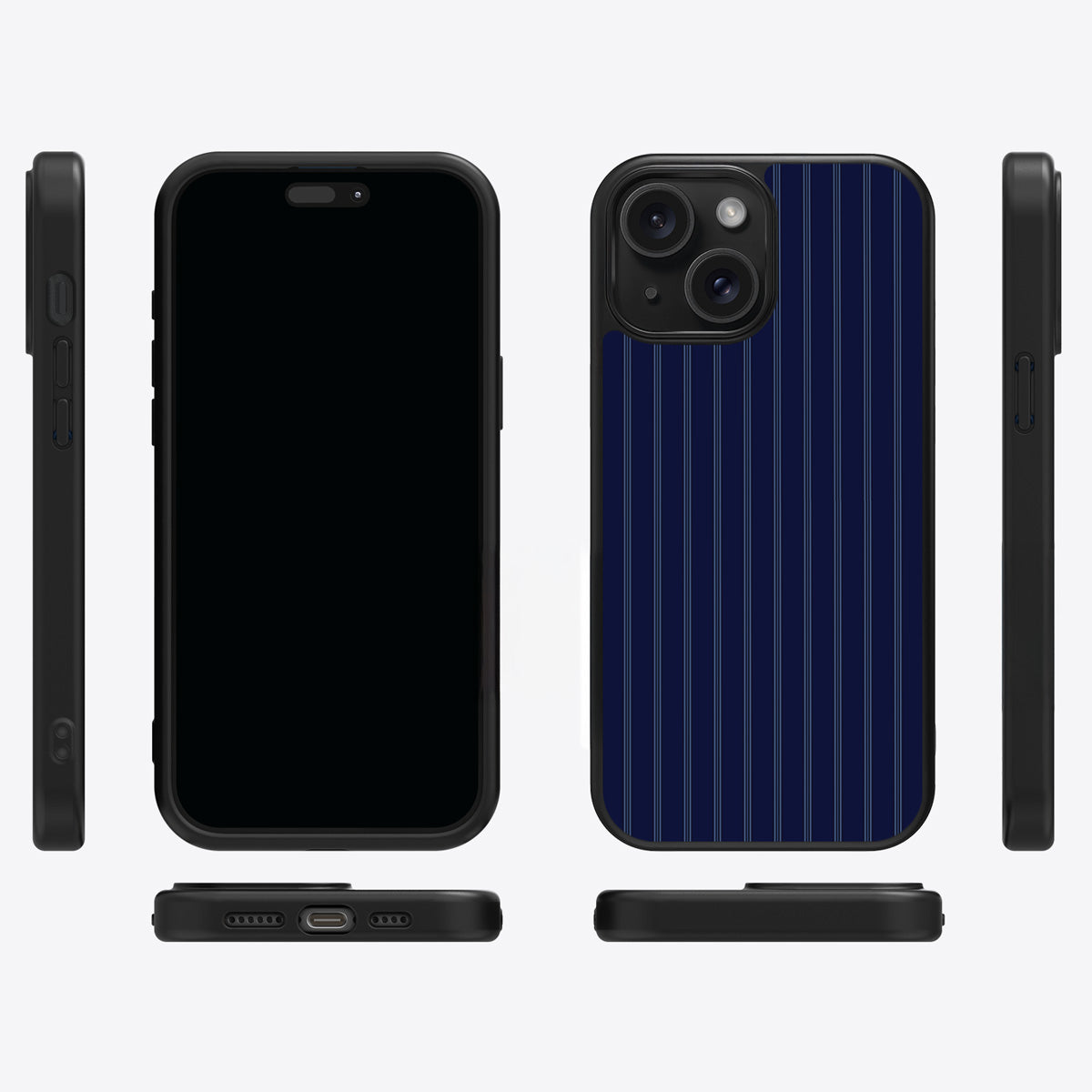Ink Pinstripe iPhone 14 case cover – multi-angle view