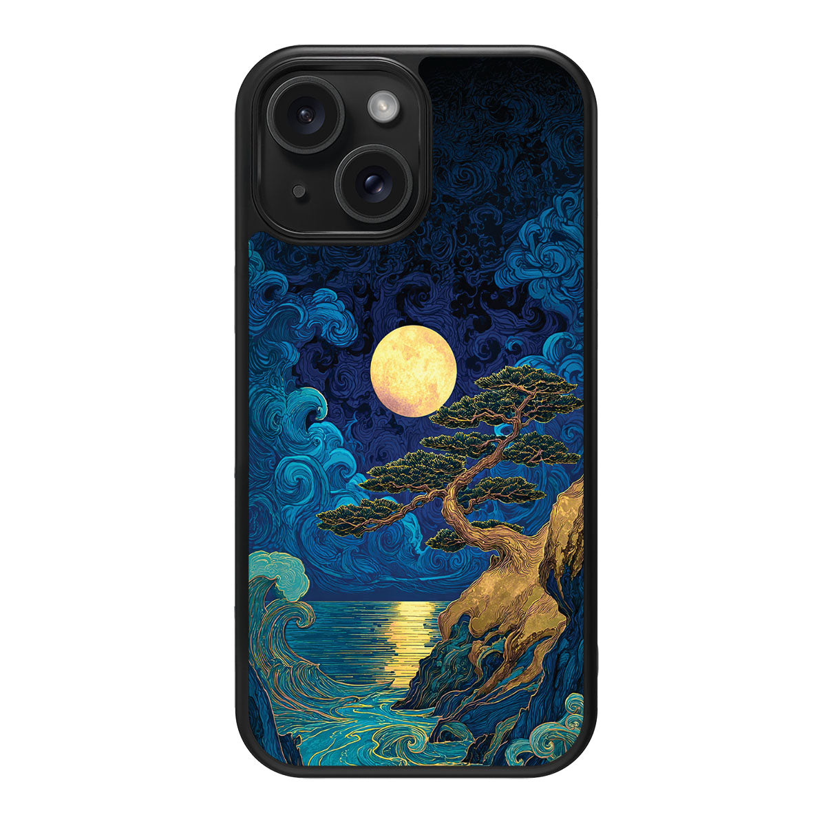 Moonlit Tide design back view – iPhone 14 case