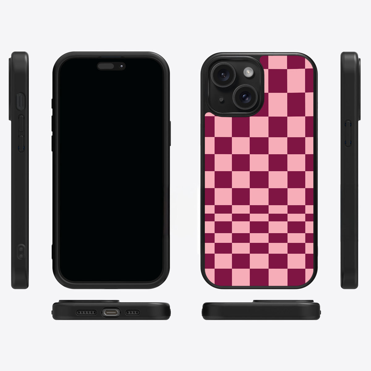 Rouge Board iPhone 14 case cover – multi-angle view