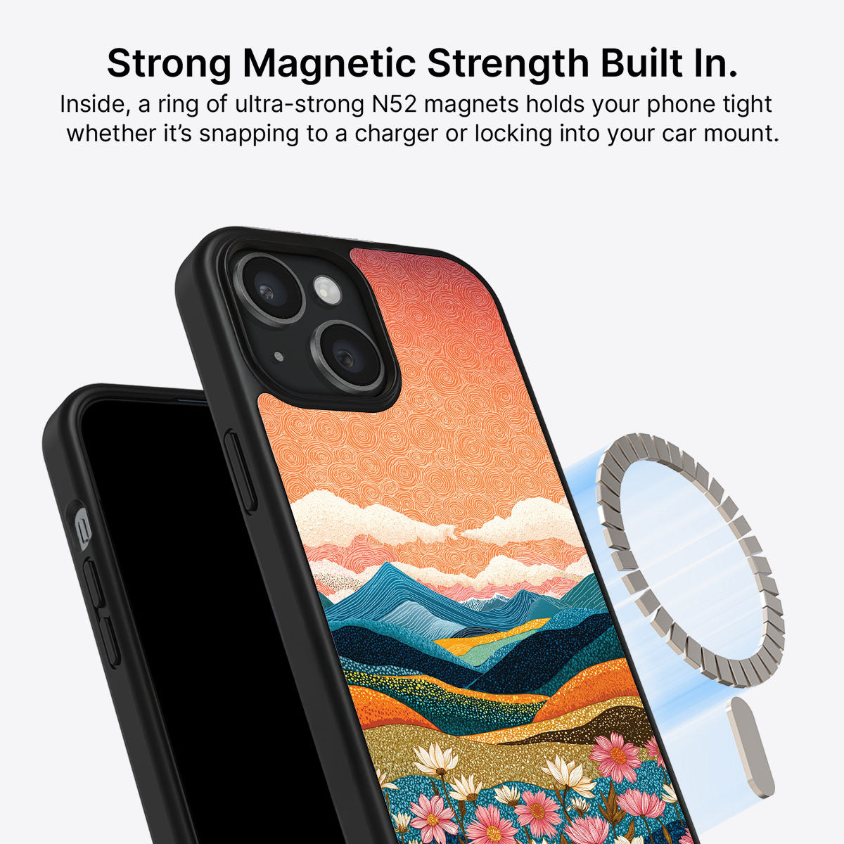 Sunset Designer iPhone 14 Case – Soft Horizon | MagSafe