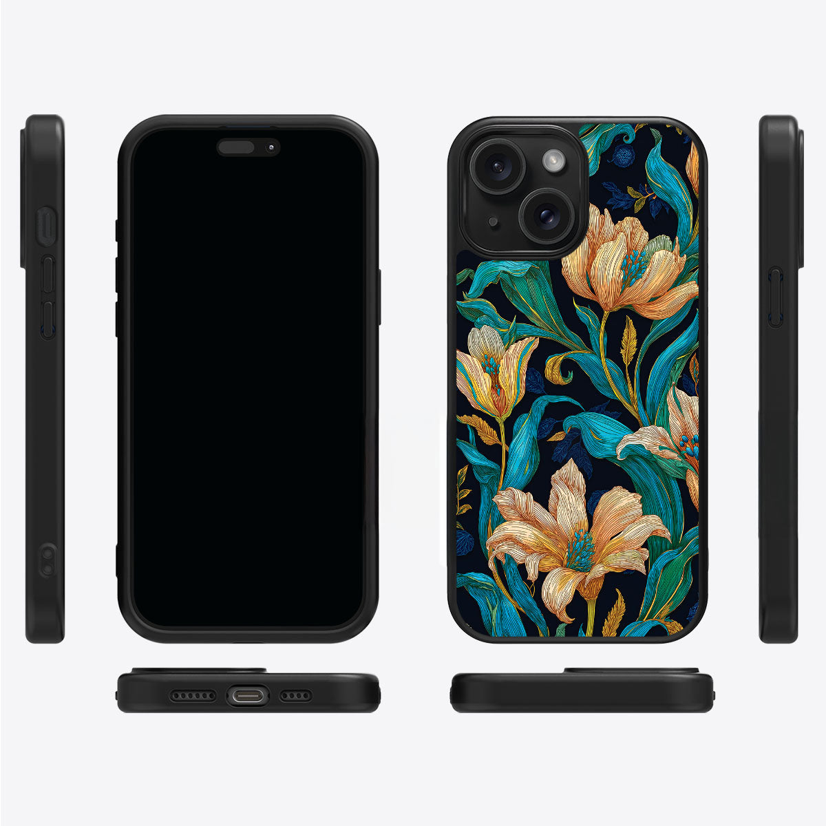 Blue Floral Designer iPhone 14 Case – Tulip Play | MagSafe