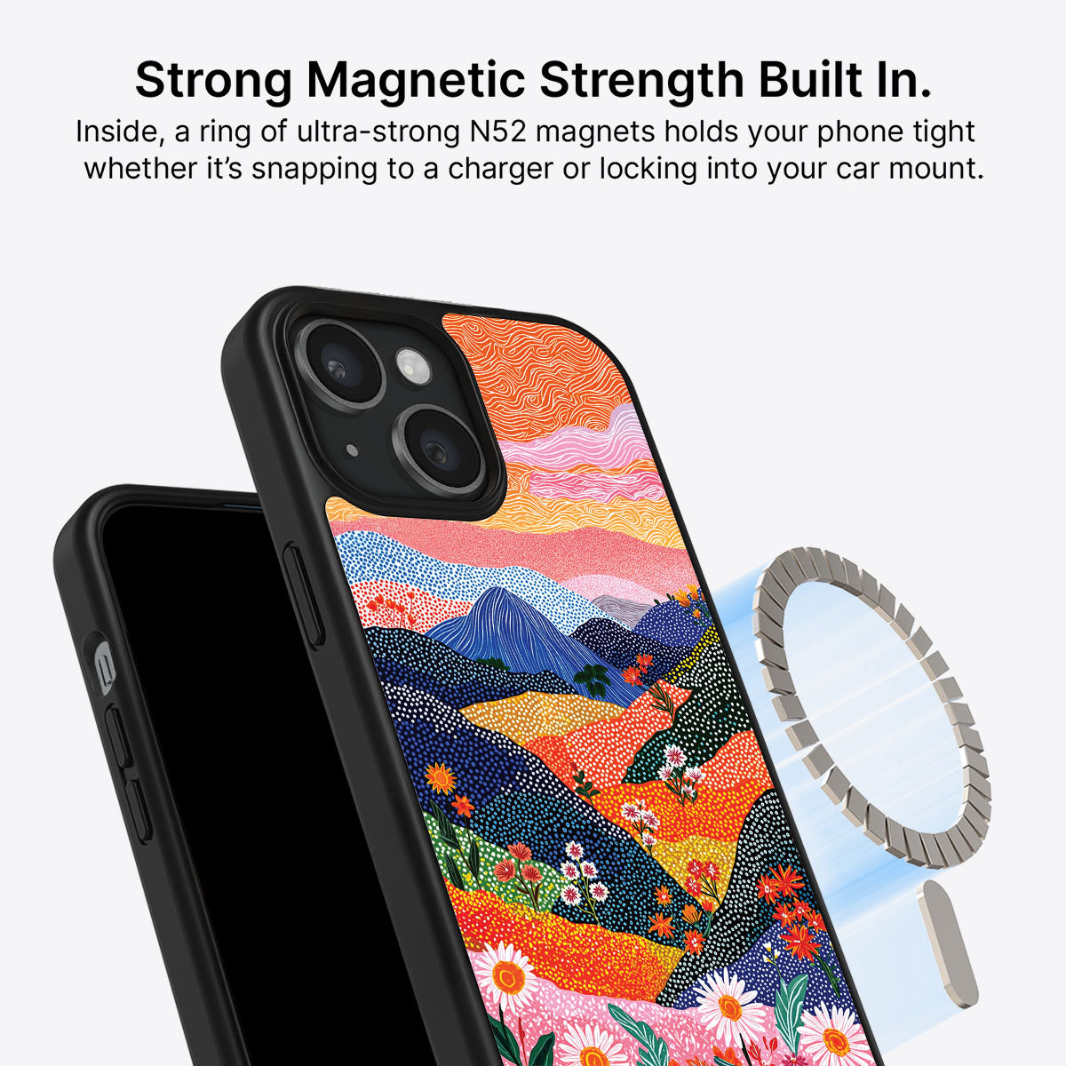 Scenic Designer iPhone 14 Case – Wildflower Valley | MagSafe