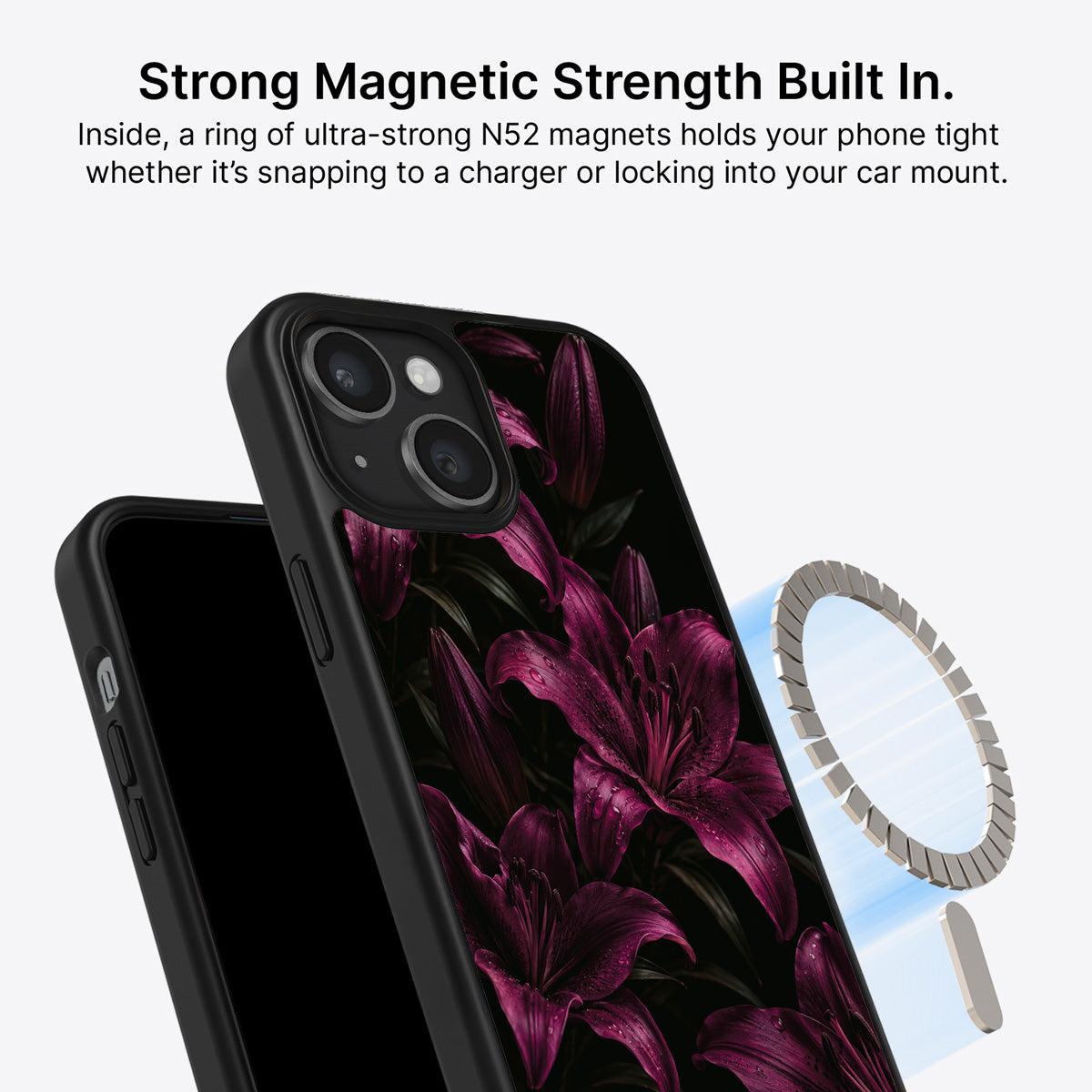 iPhone 14 Plus MagSafe case – Burgundy Lily design