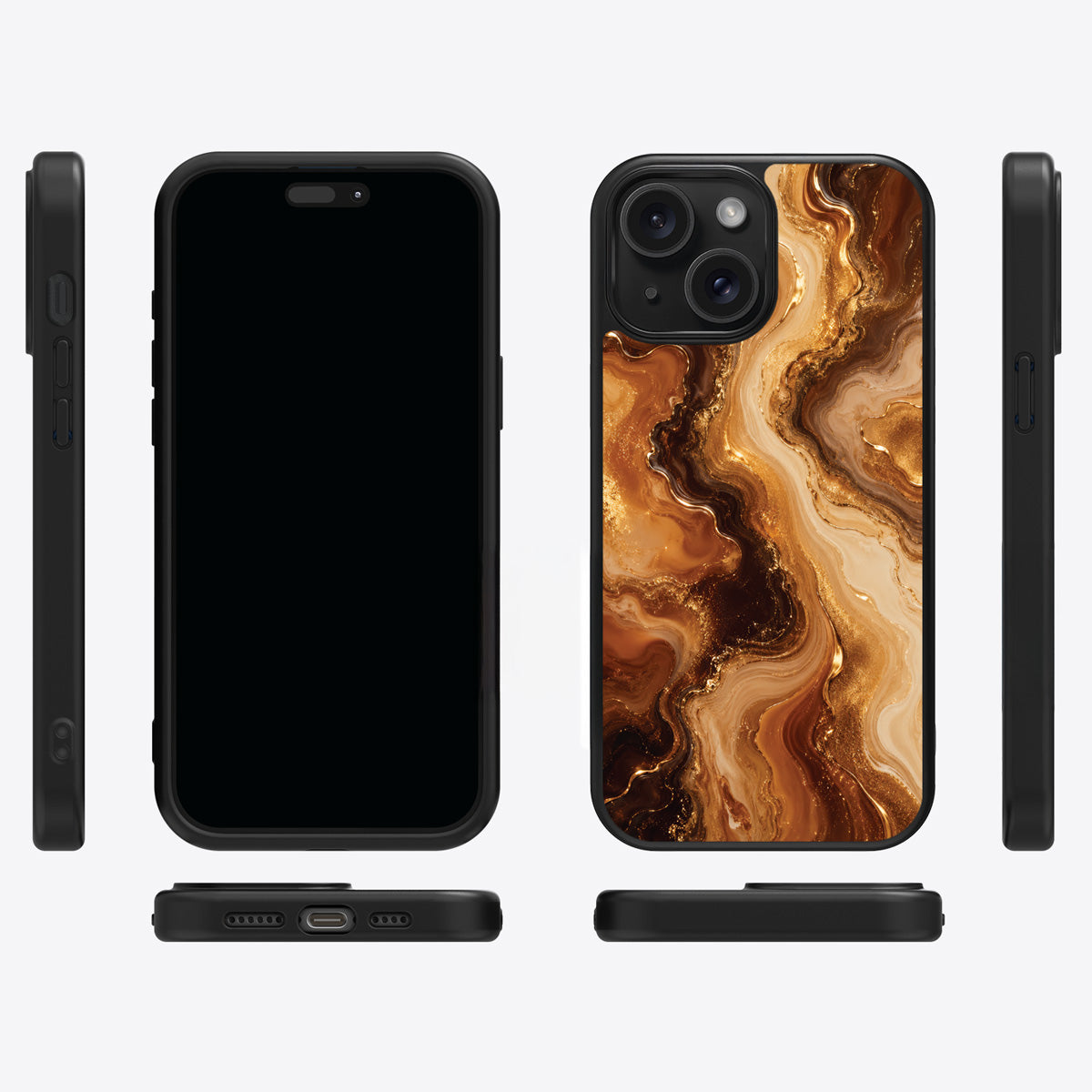 Caramel Swirl iPhone 14 Plus case cover – multi-angle view
