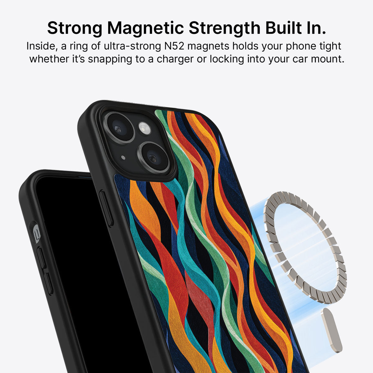 Abstract Designer iPhone 14 Plus Case – Coastal Waves | MagSafe
