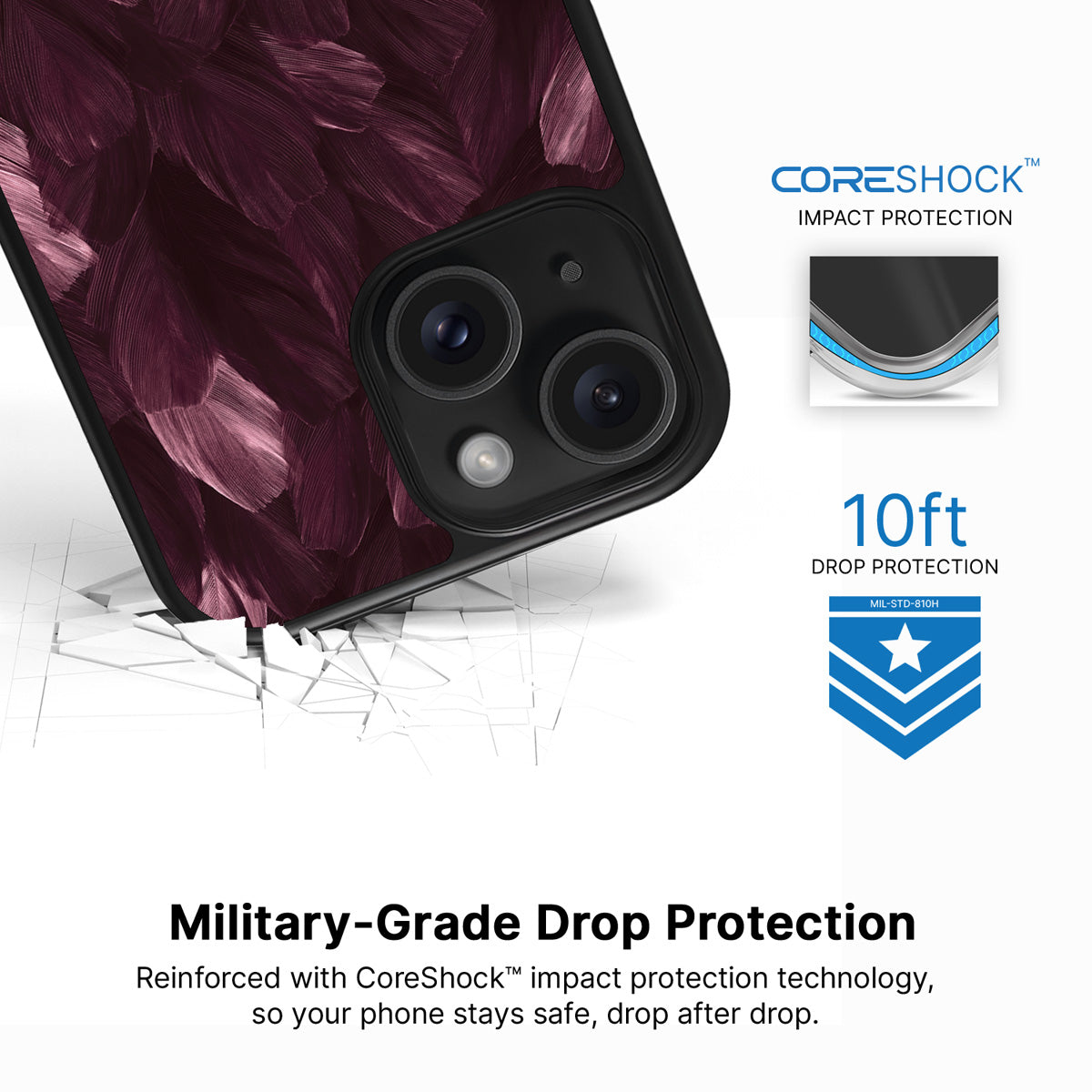 Wine Plumage iPhone 14 Plus case with drop protection