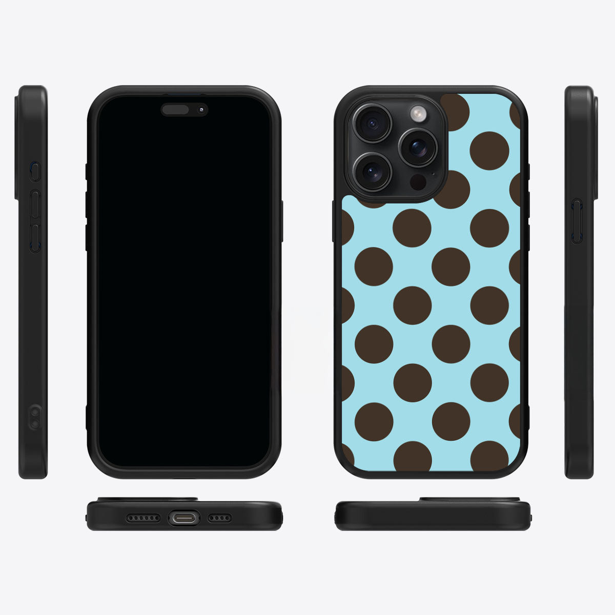 Blue Mocha iPhone 14 Pro case cover – multi-angle view