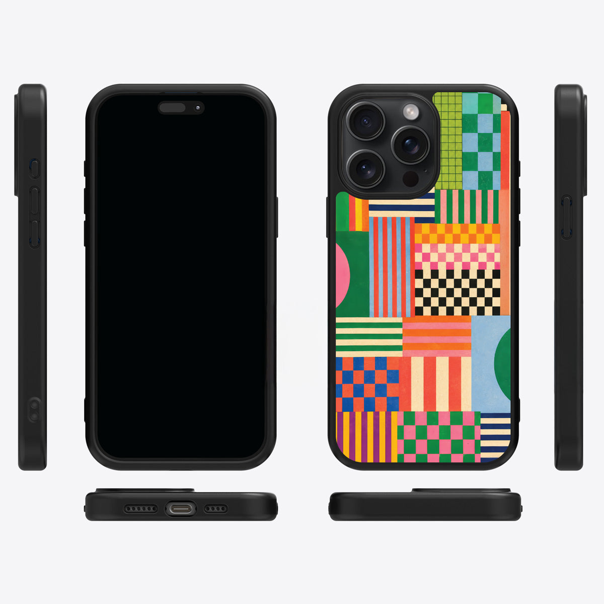 Carnival Quilt iPhone 14 Pro case cover – multi-angle view