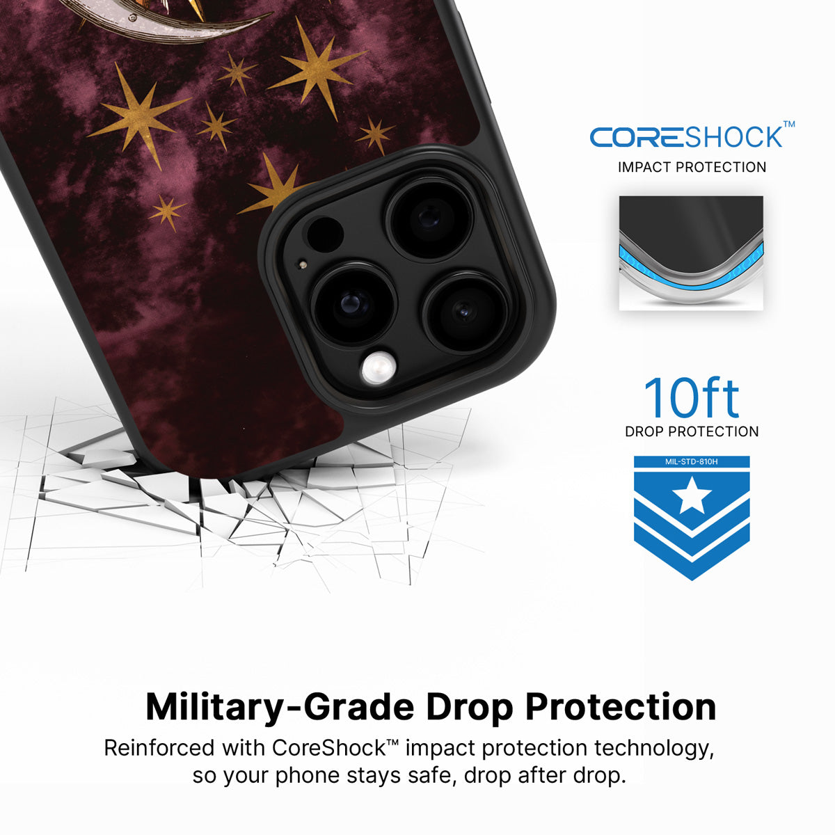 Sun and Moon iPhone 14 Pro case with drop protection