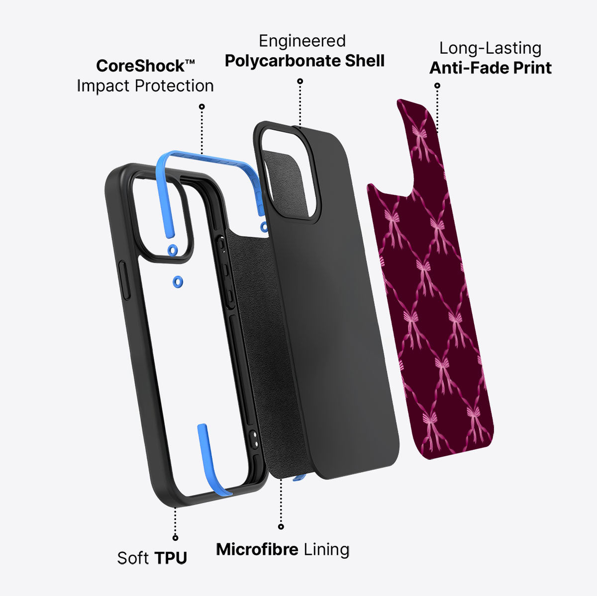 Bordeaux Bow - iPhone 14 Pro Max Case