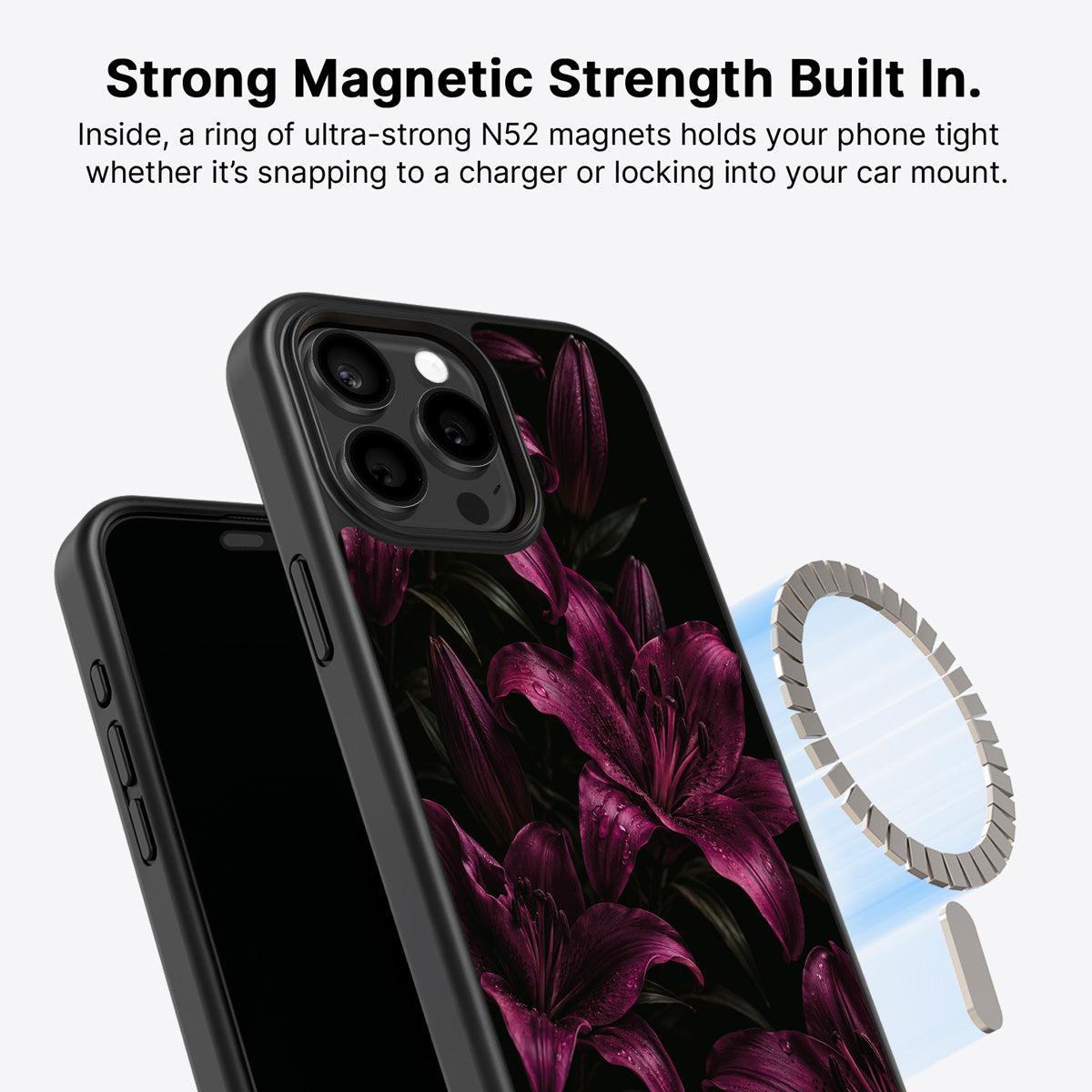 iPhone 14 Pro Max MagSafe case – Burgundy Lily design