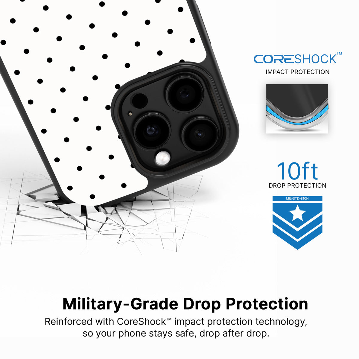 Ivory Sprinkle iPhone 14 Pro Max case with drop protection