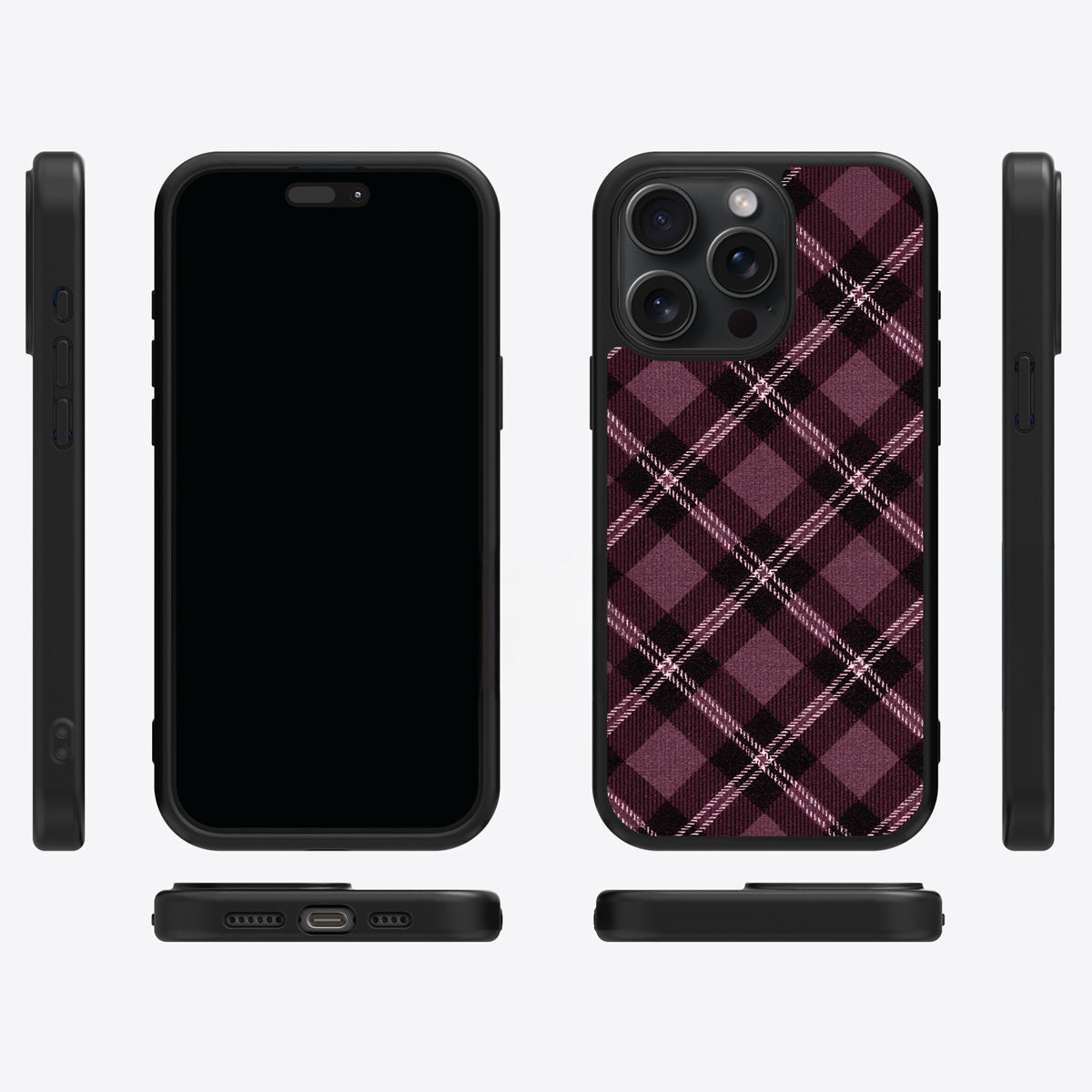 Merlot Weave iPhone 14 Pro Max case cover – multi-angle view
