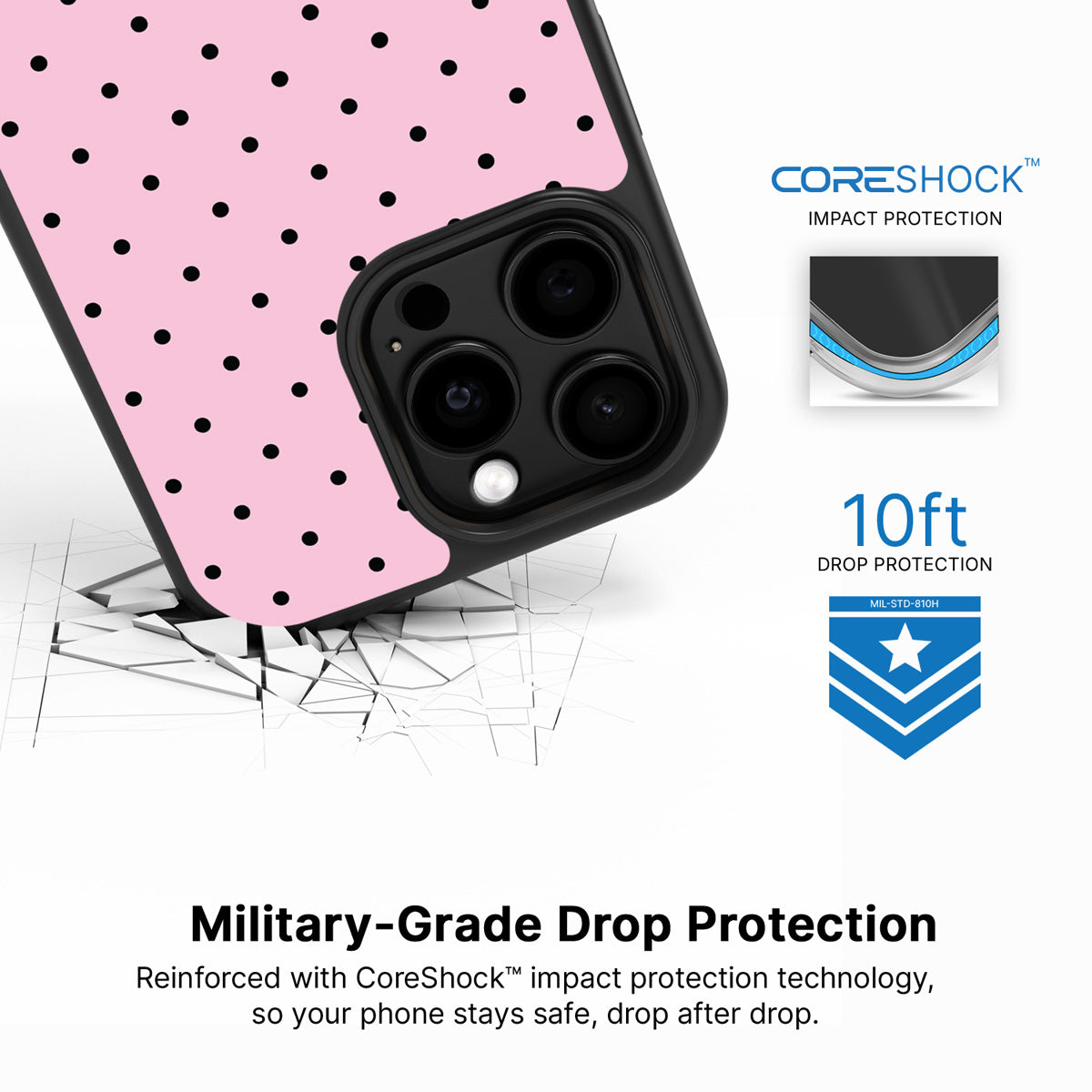 Pink Polka Dot iPhone 14 Pro Max Case – Veloria | MagSafe