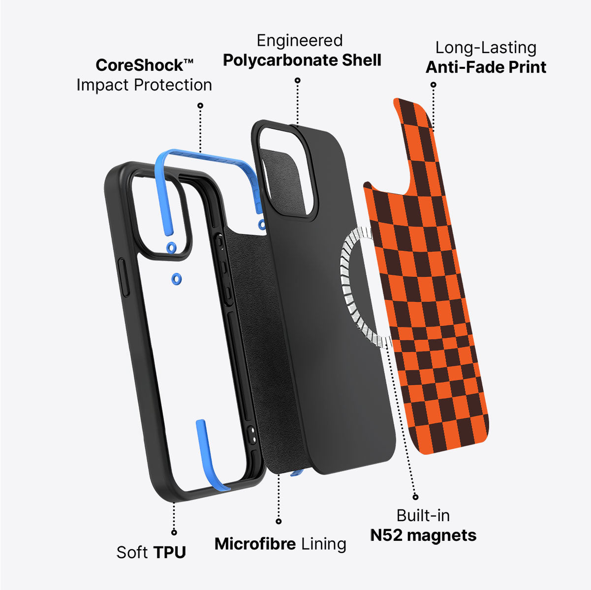 iPhone 15 case construction – Amber Pop phone case